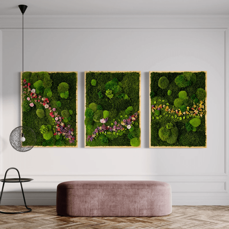 Moss Wall Art - Cascade of Flowers II