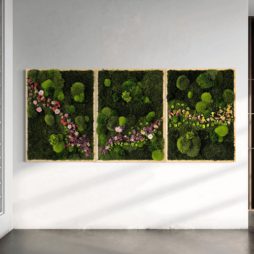 Moss Wall Art - Cascade of Flowers II