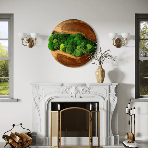 Round Moss Wall Art - Live Edge Wood