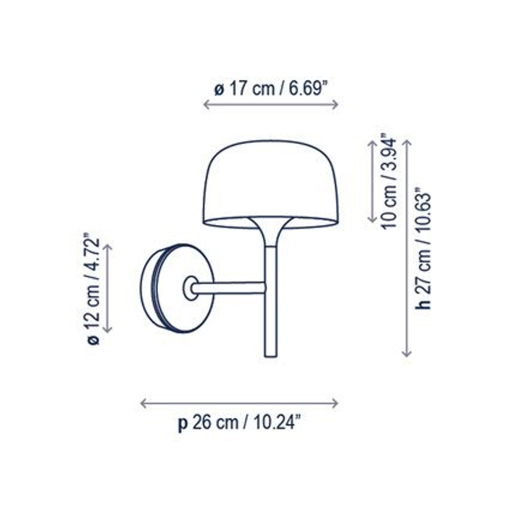 Bol A/01 Wall Light dimensions