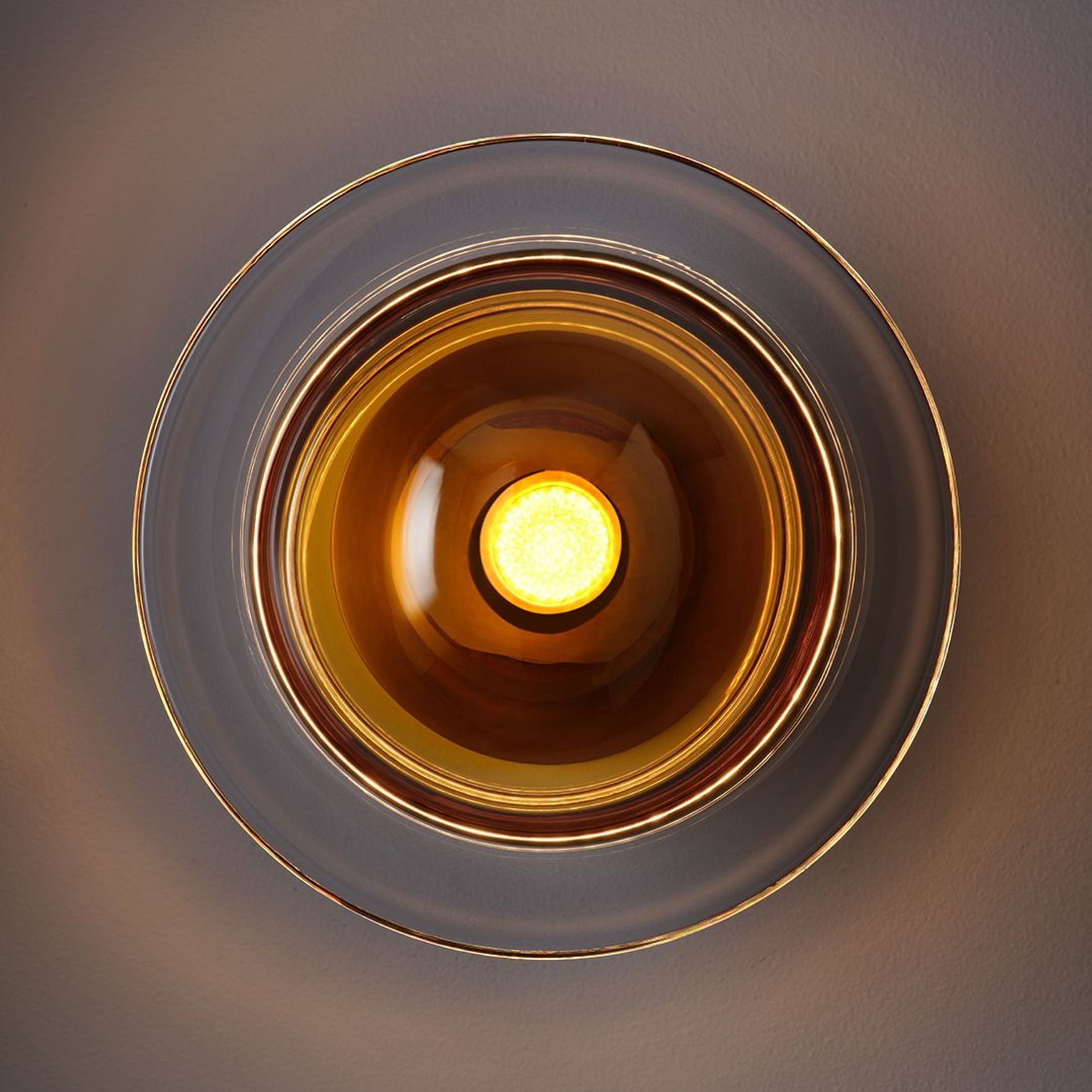 Aqua LED Glass Wall Light - 200mm in Aged Brass