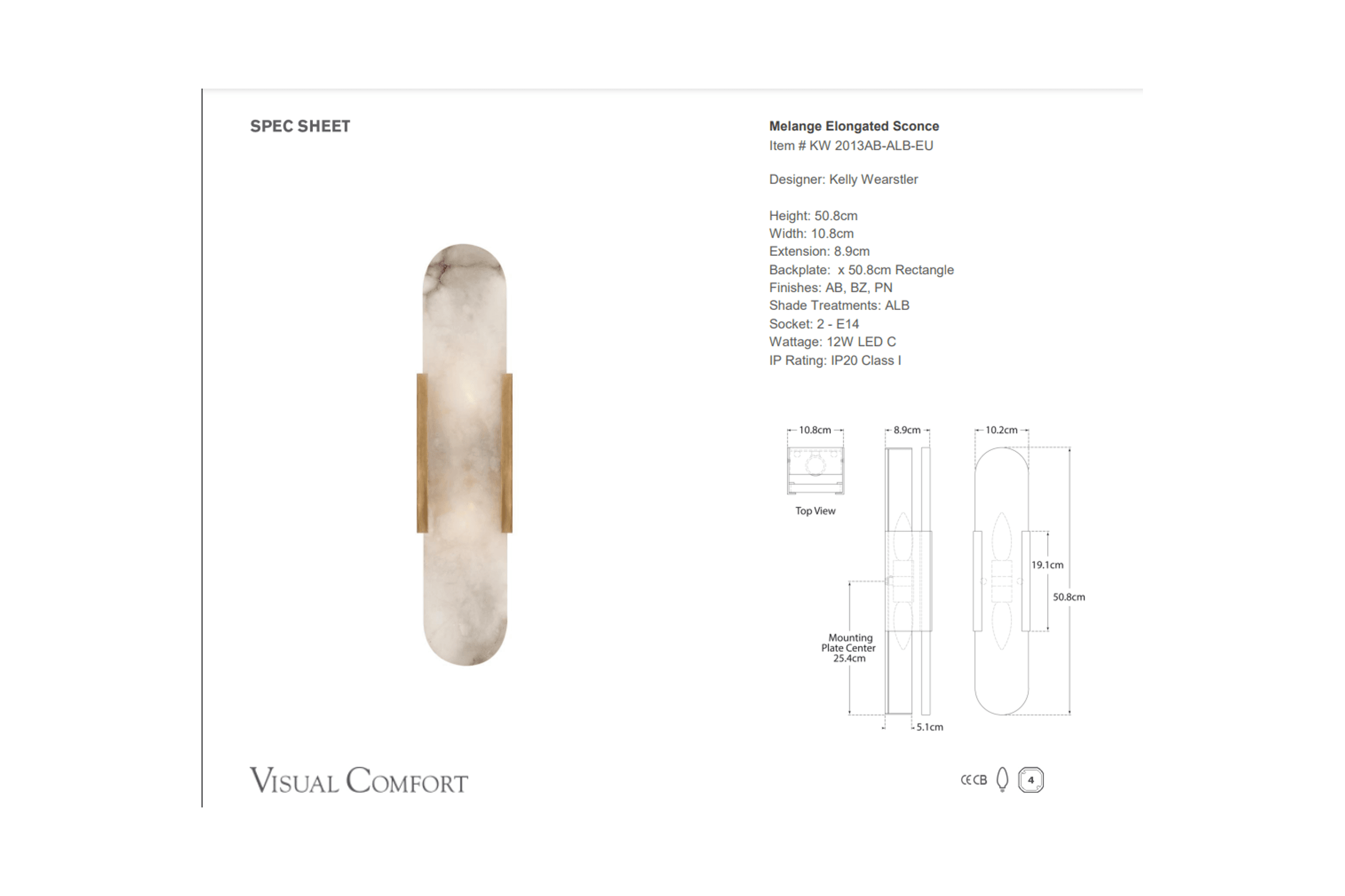 Visual Comfort Kelly Wearstler Melange Elongated Wall Sconce