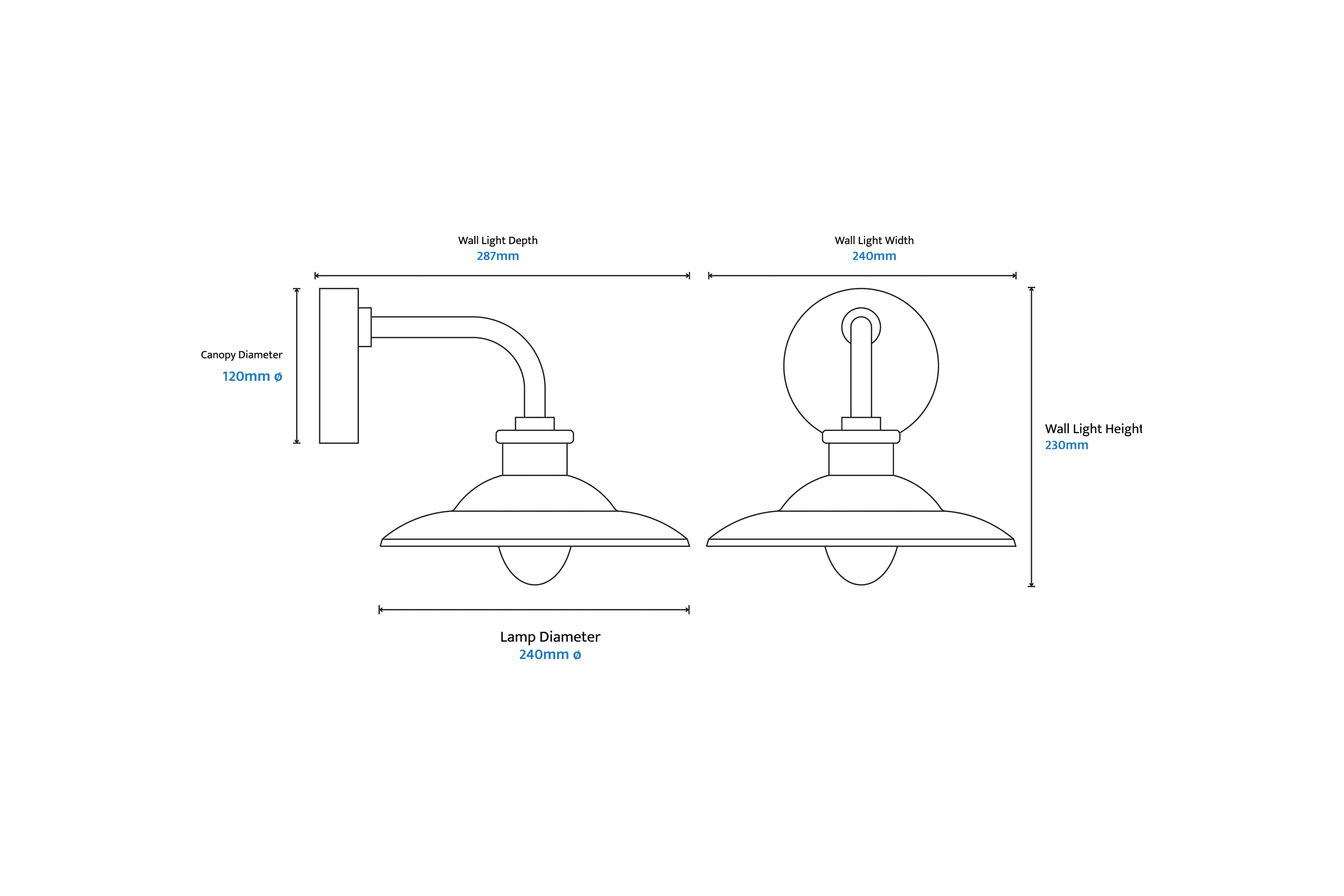 Cuscus Steel and Glass Exterior Wall Light