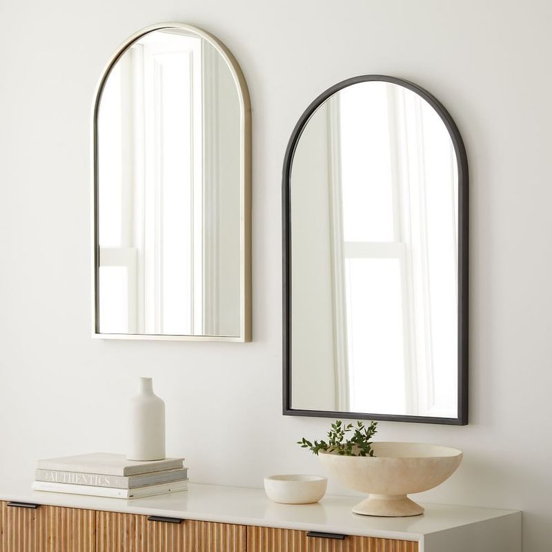 Metal Framed Arched Mirrors - Nickel