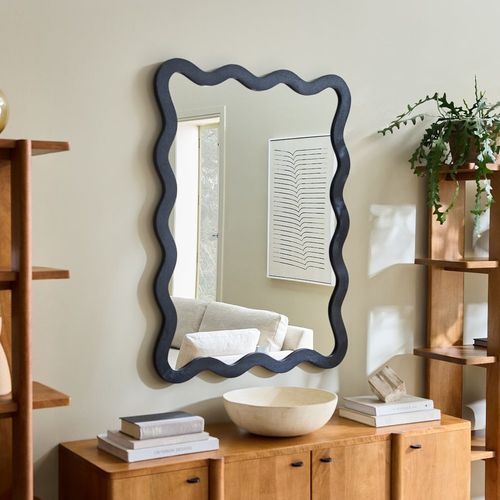 Wavy Wood Wall Mirror