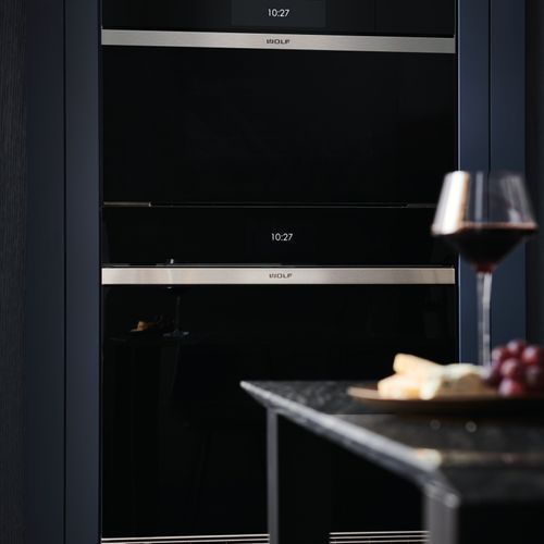 Wolf M Series Contemporary Single Oven Black Glass 76cm