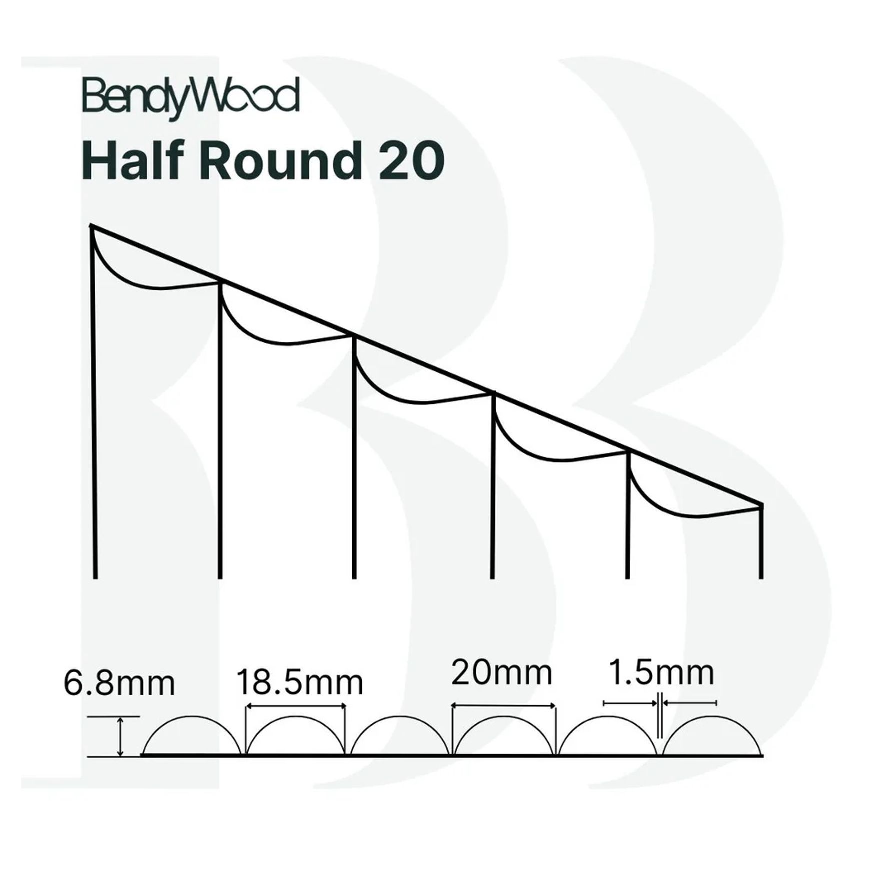 BendyWood Half Round 20 Primed - Cross Cut