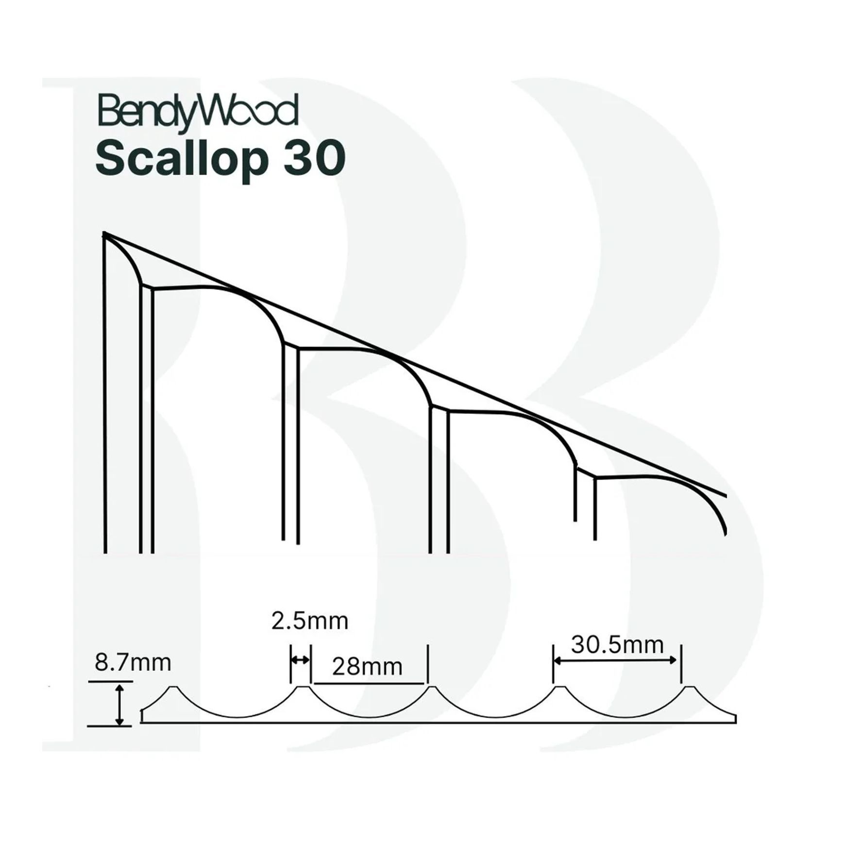 BendyWood Scallop 30 Primed - Cross Cut
