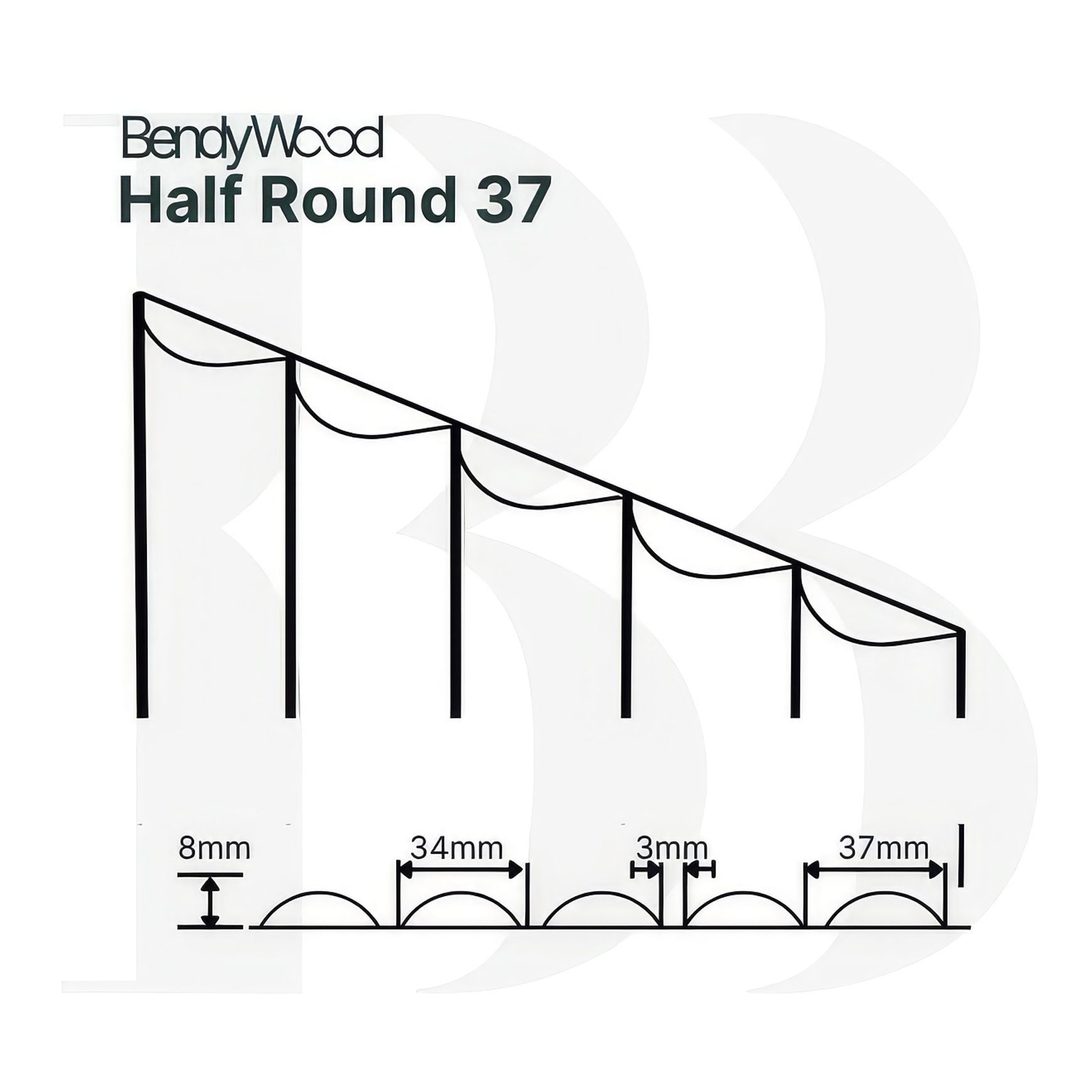 BendyWood Half Round 37 Black Walnut - Wall Panel