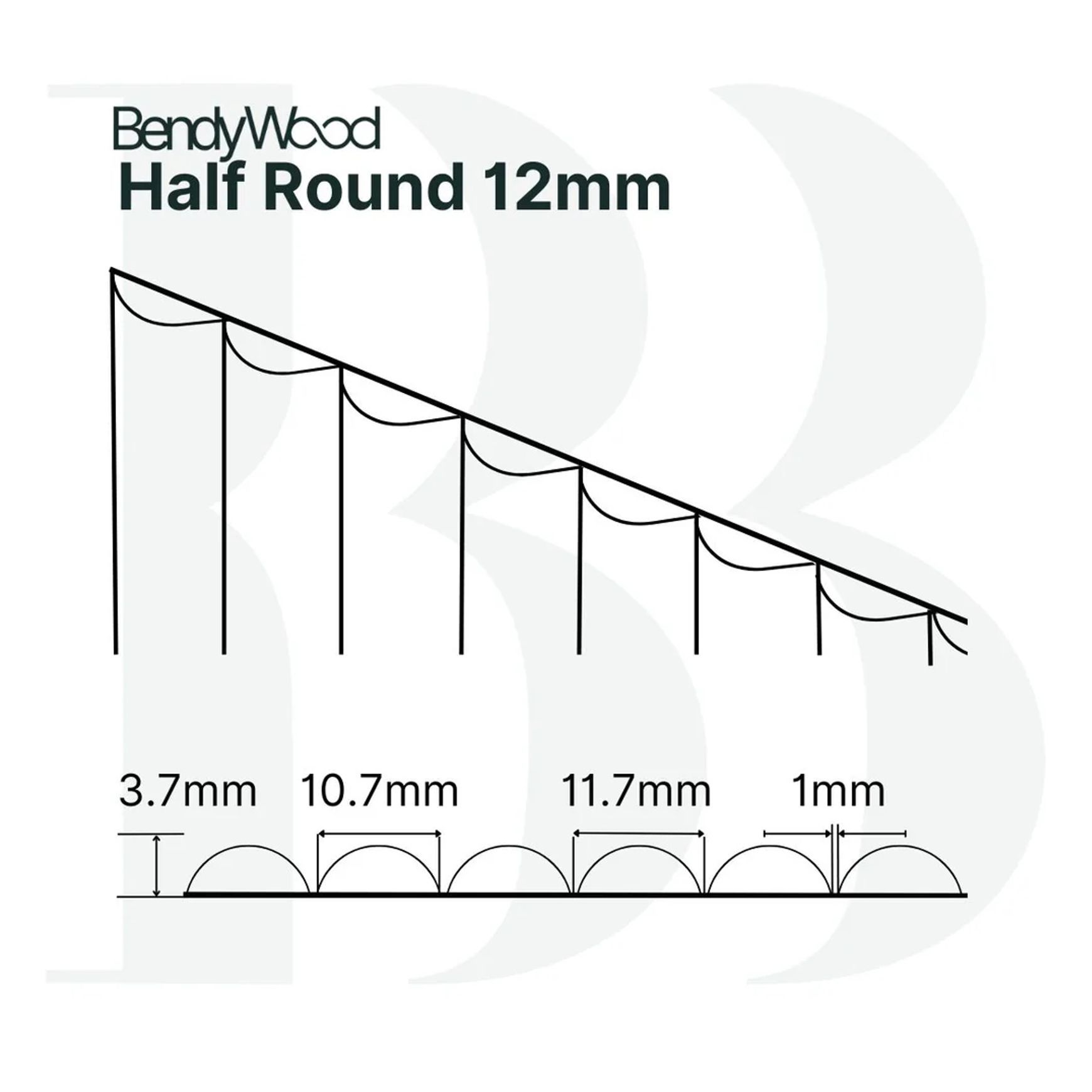 BendyWood Half Round 12 Primed - Wall Panel