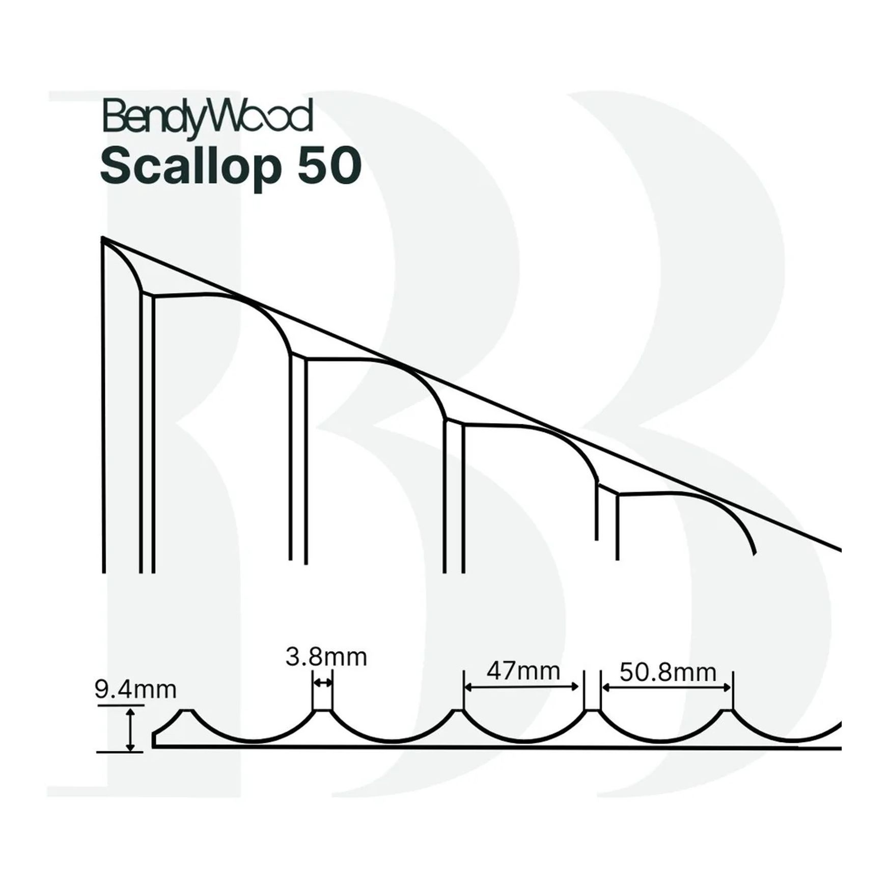 BendyWood Scallop 50 Oak - Wall Panel