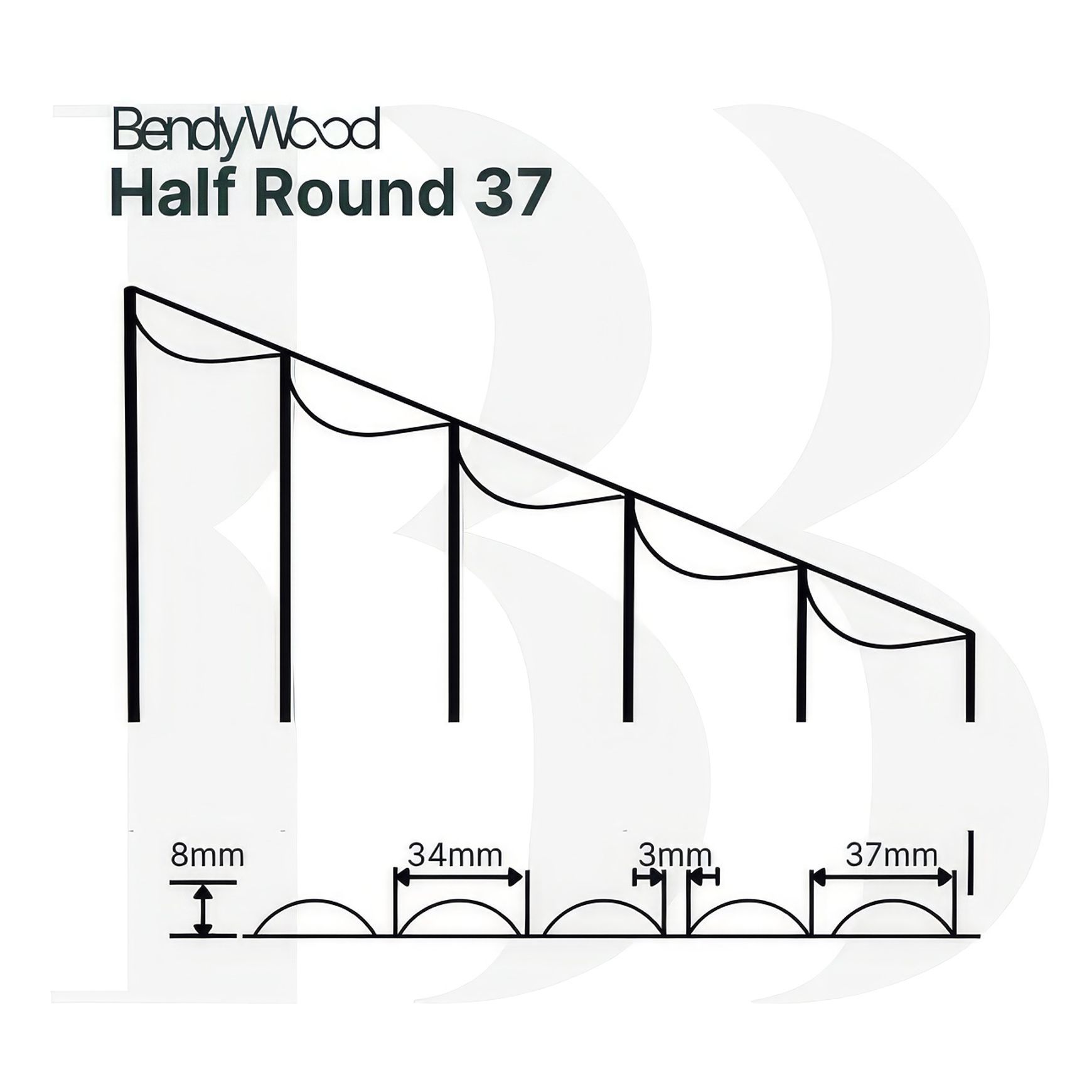 BendyWood Half Round 37 Oak - Wall Panel