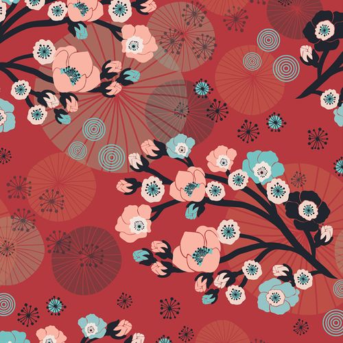 Cherry Blossoms Wallpaper - Red