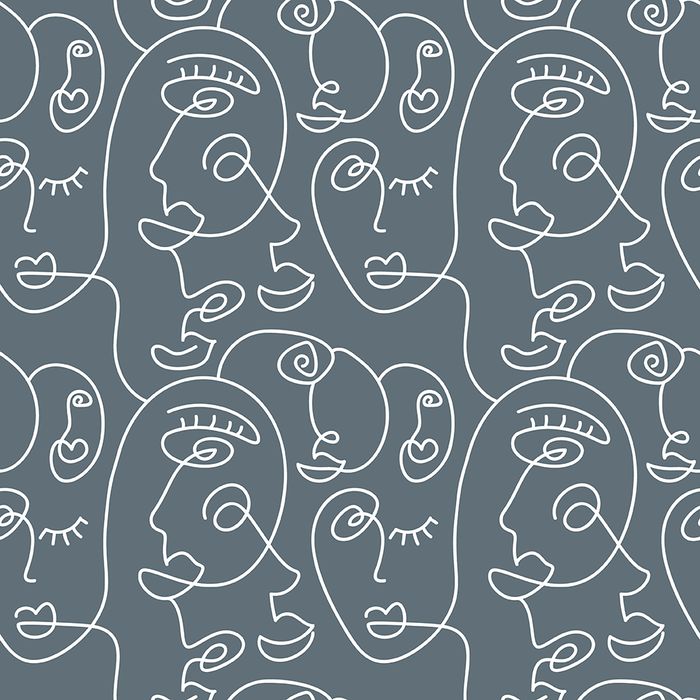 Slate Grey Face Line Drawing Wallpaper