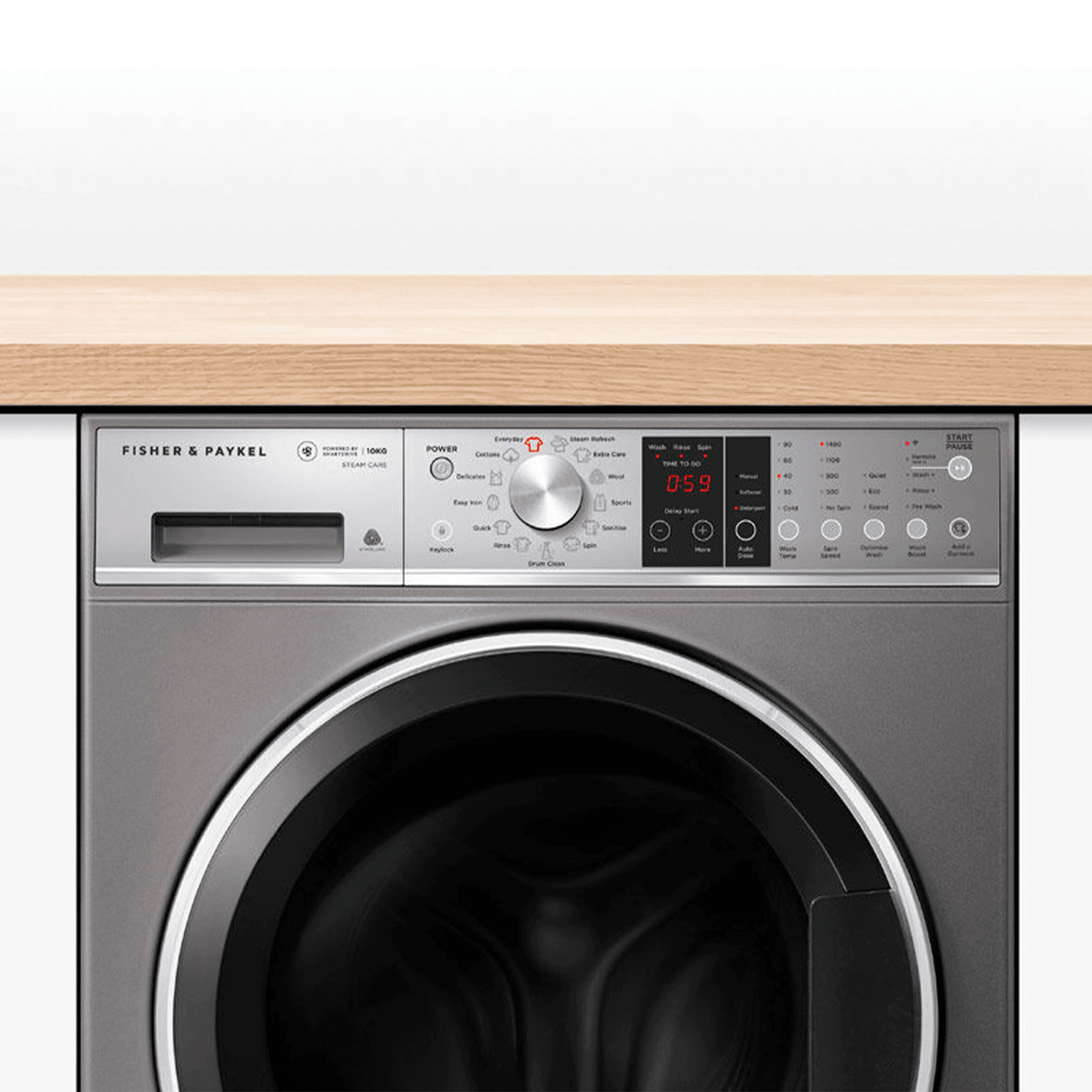F&P Front Loader Washing Machine, 10kg, Steam Care