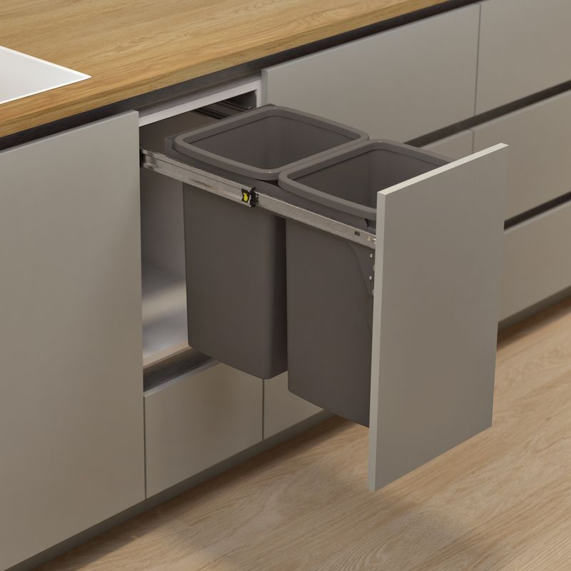 Hideaway Compact 2 x 20L Buckets | Door Pull | Cinder