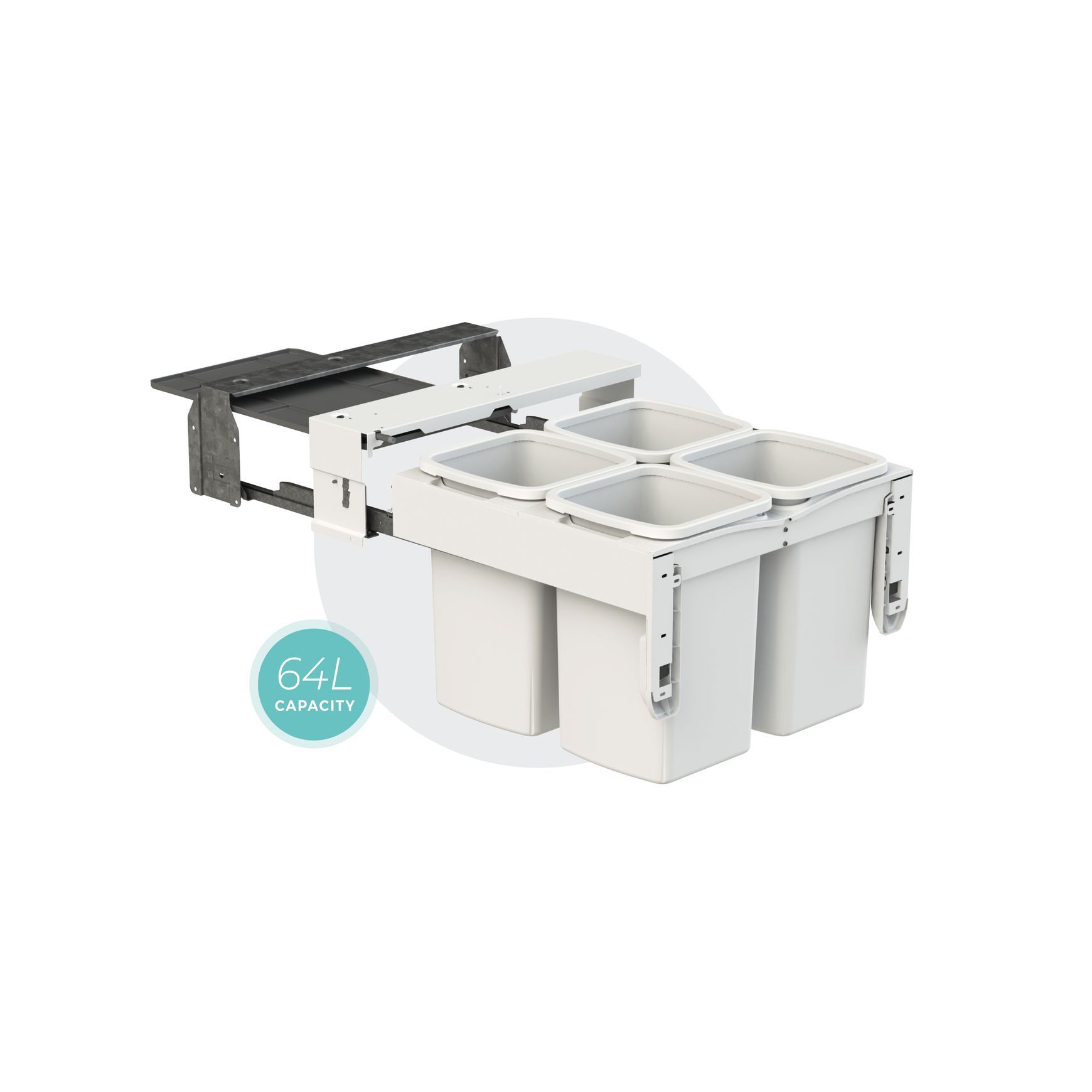 Concelo 4 x 16L Buckets | Waste + Recycling | White
