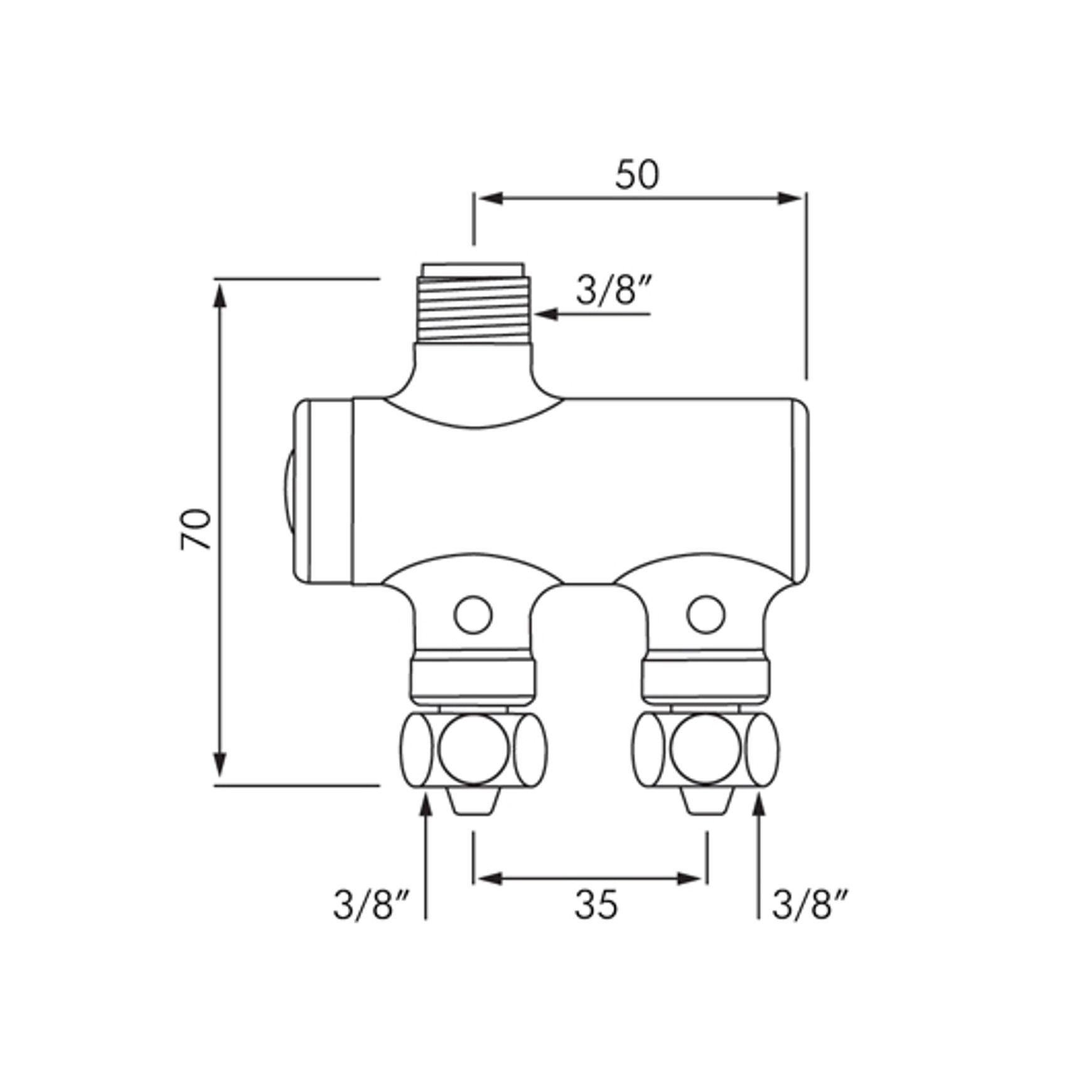 Delabie Premix 'Nano' Thermostatic Mixing Valve dimensions