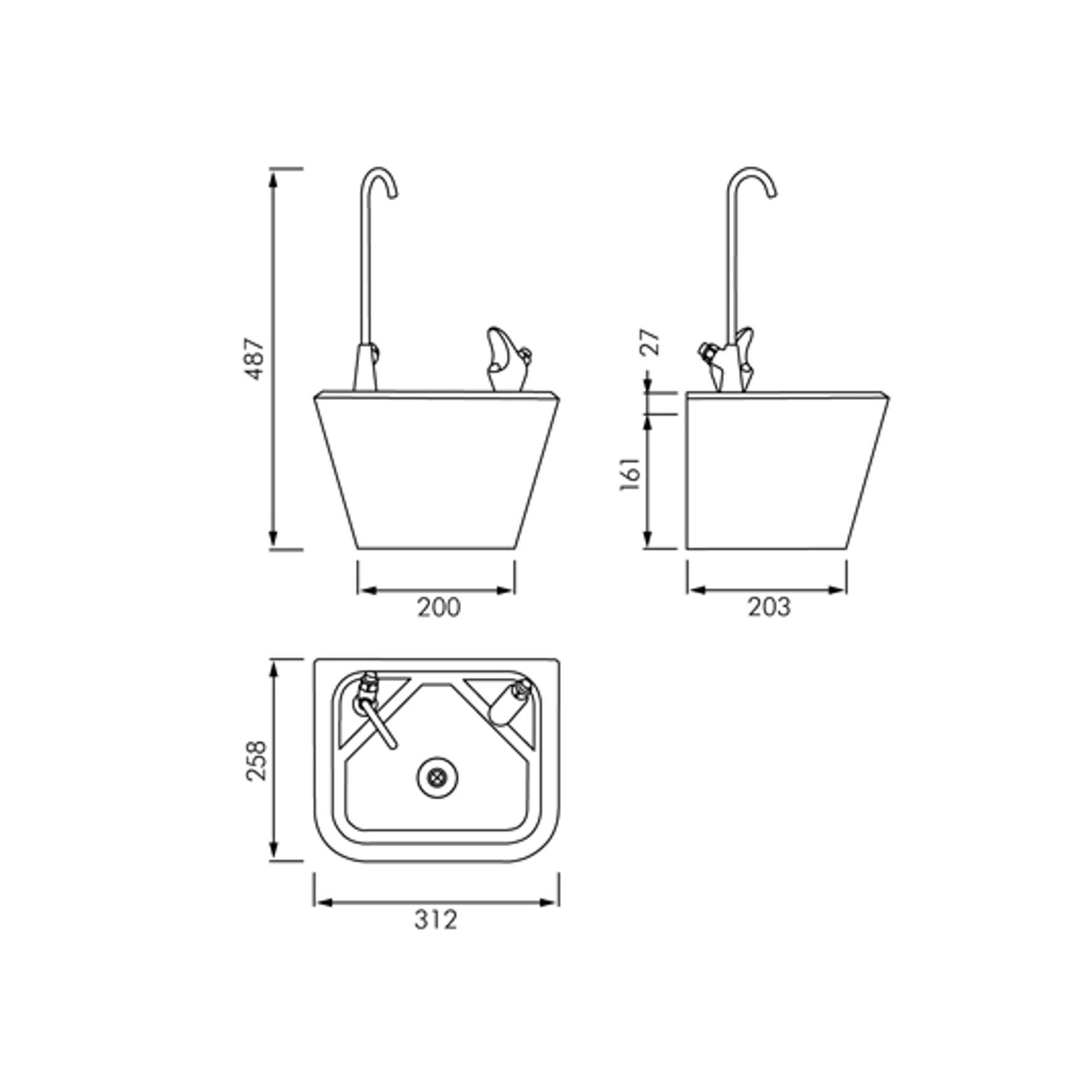 KWC Franke Drinking Fountain and Bottle Filler dimensions