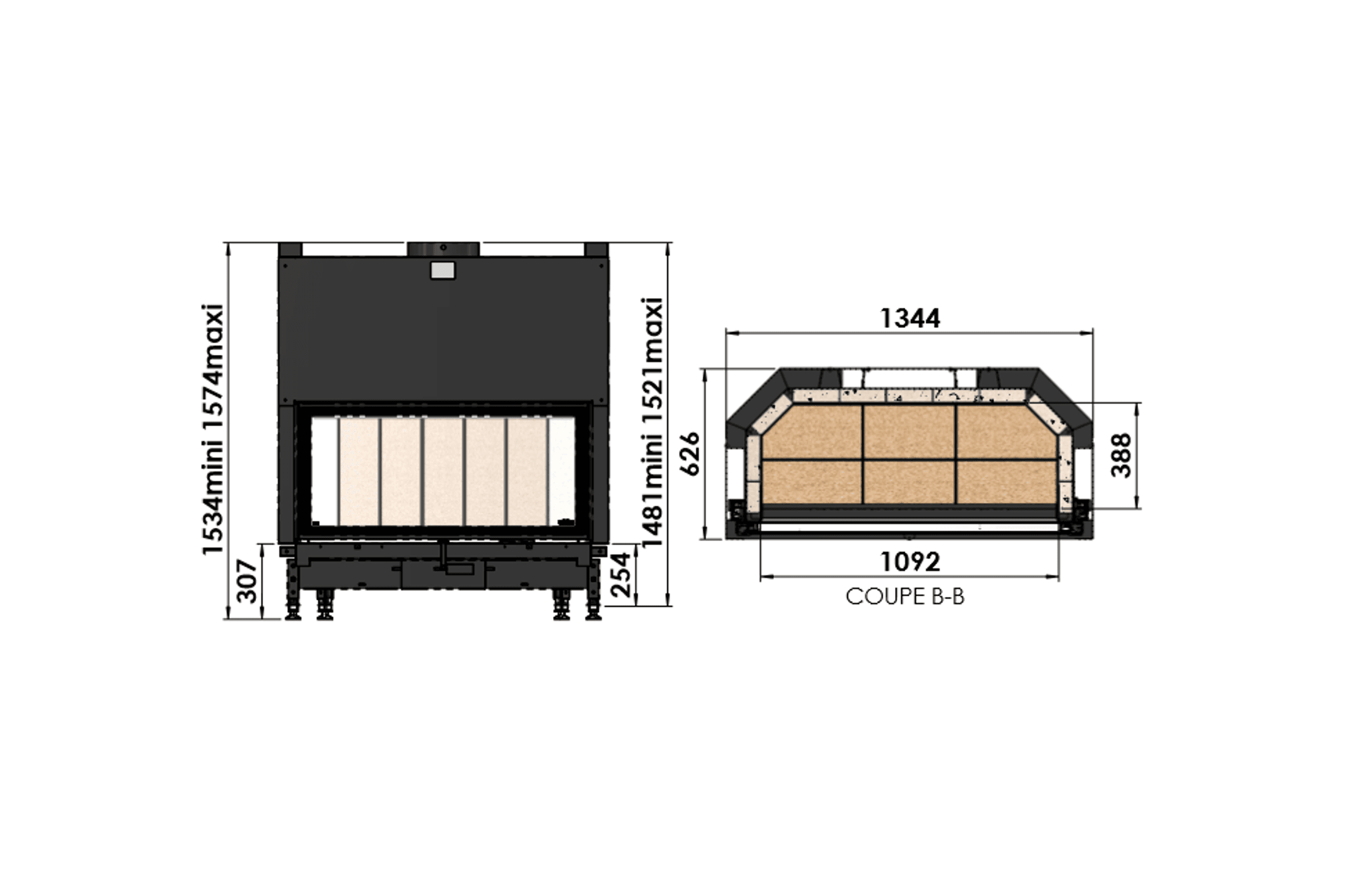 Cheminee Chazelles Designer D1350 Wood Fireplace