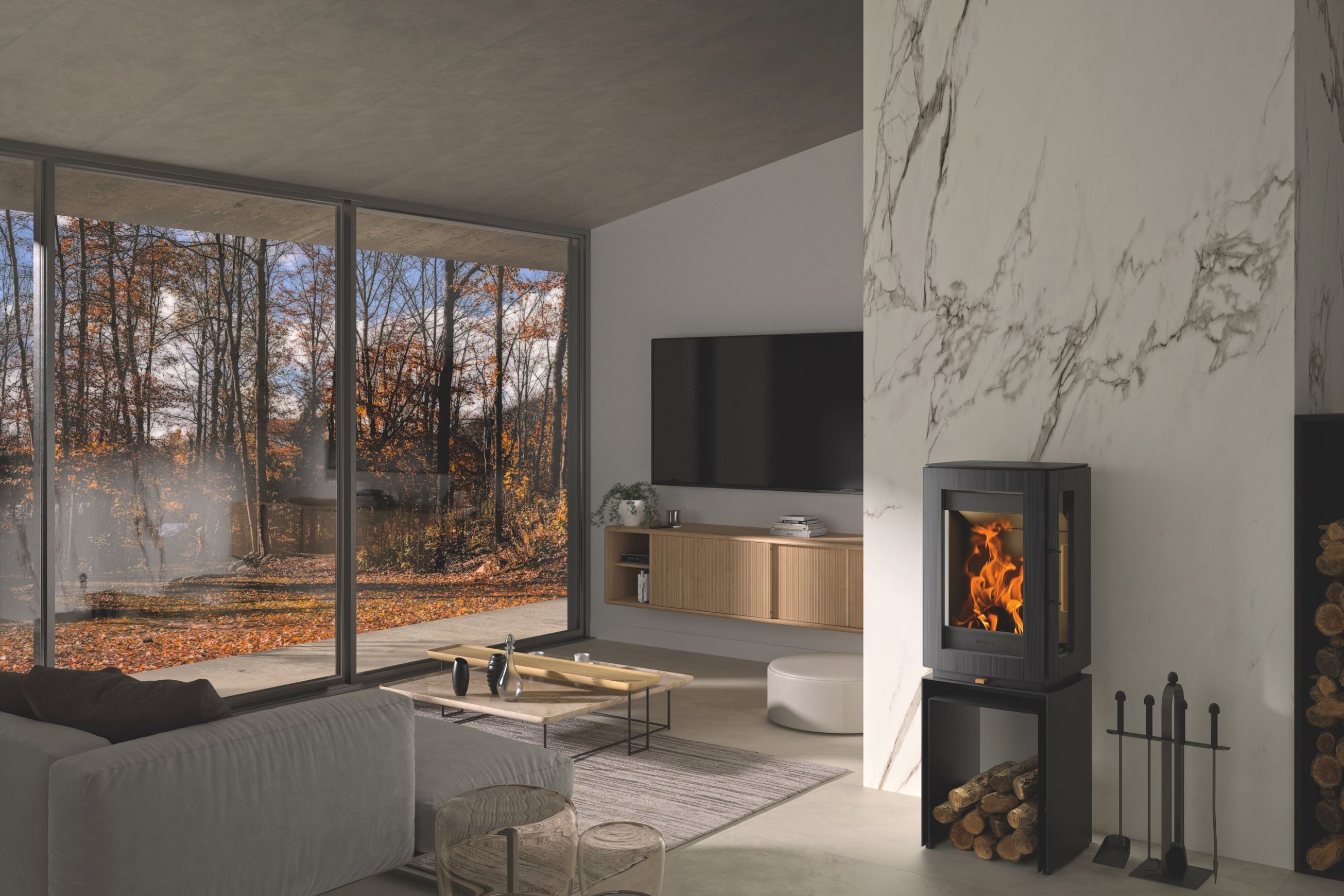 Hergóm Glow Wood Fireplace with Legs