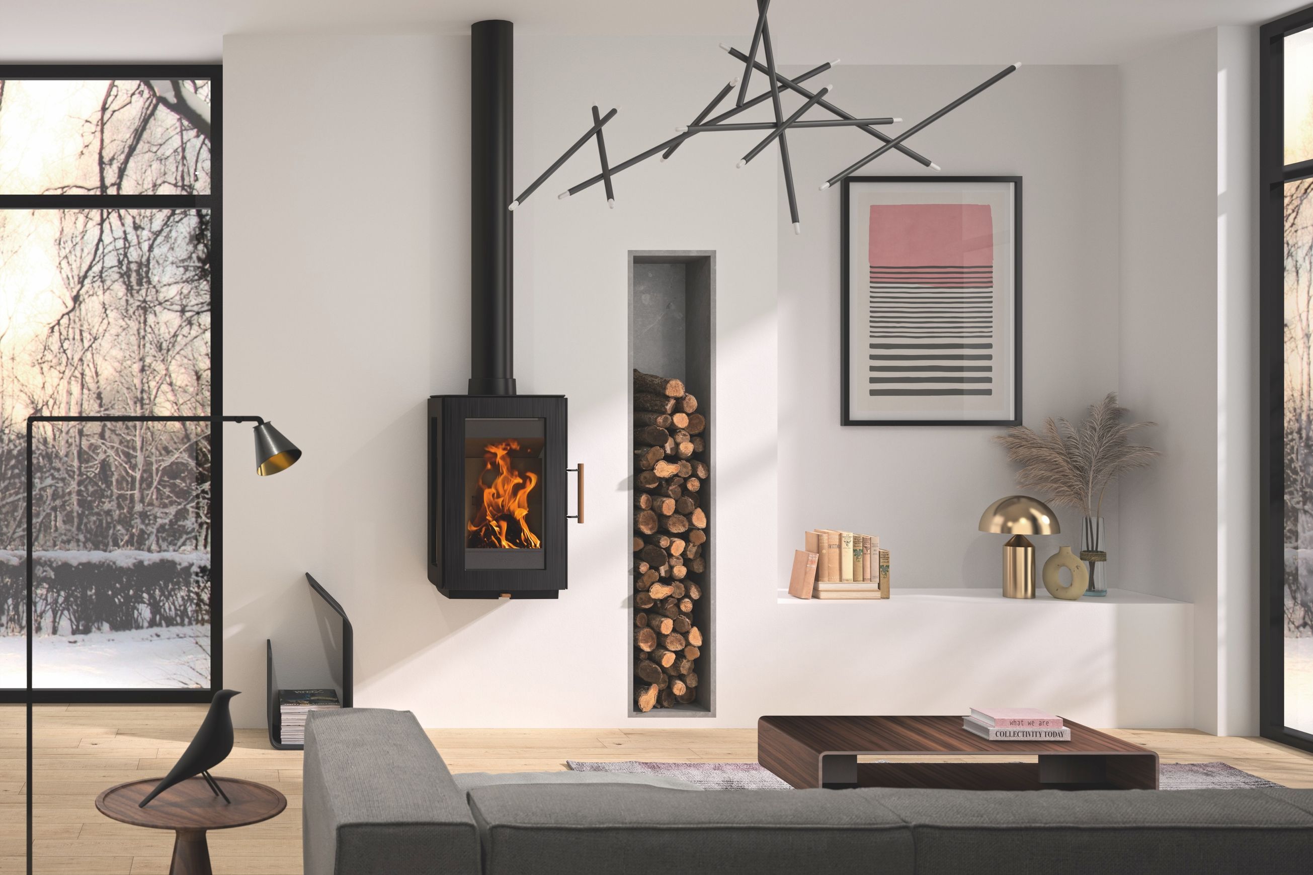 Hergóm Glow Wood Fireplace Wallmount