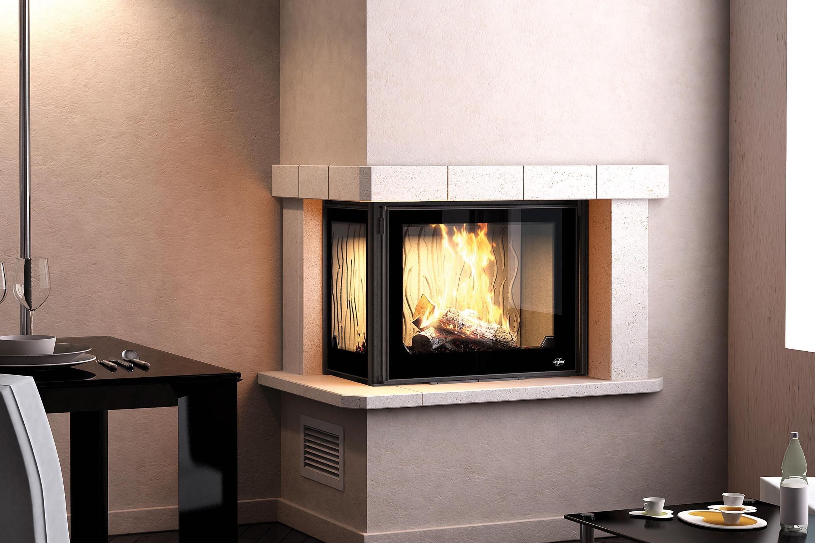 Seguin Europa 7 Left Hand Corner Cast Iron Fireplace