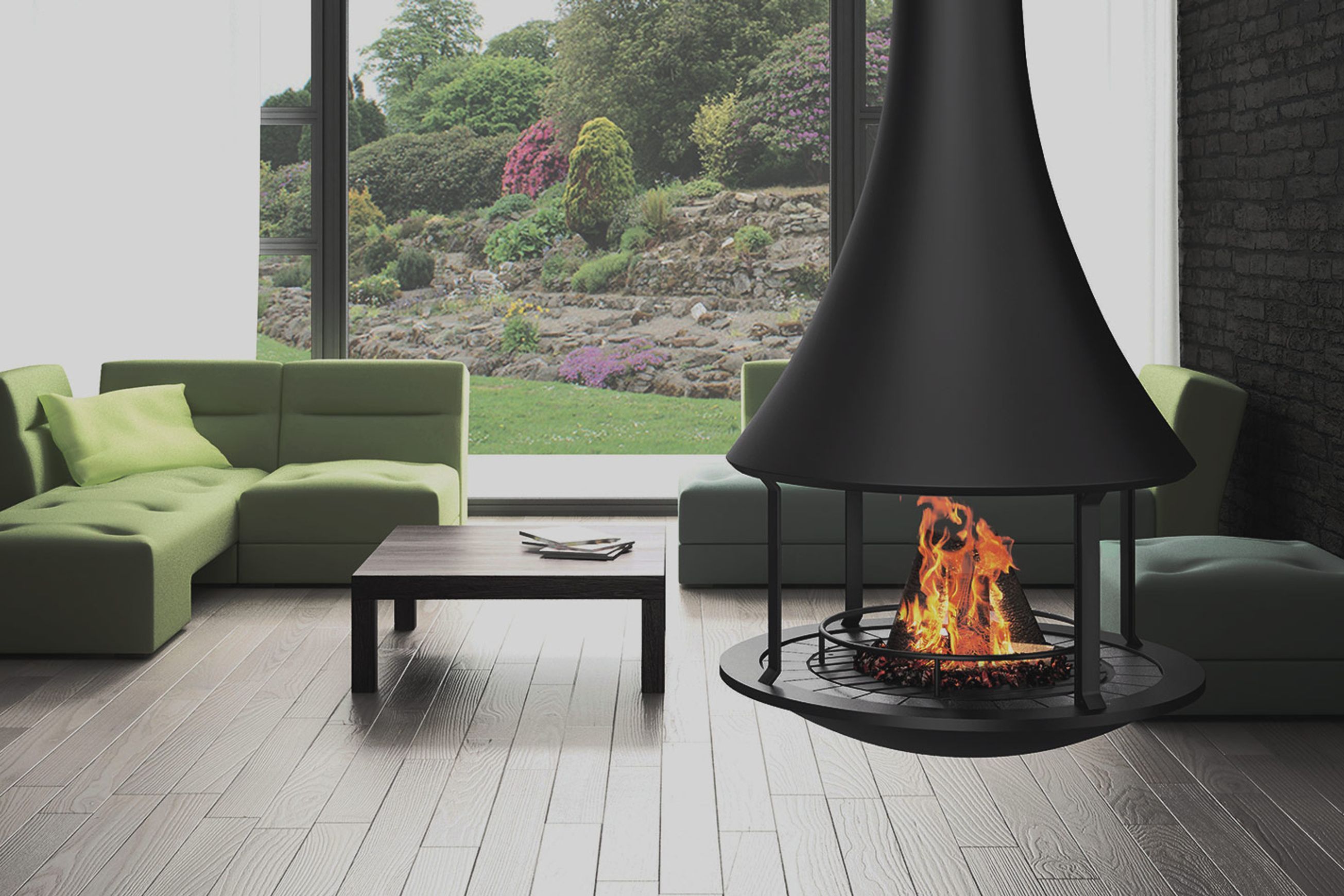JC Bordelet Zelia 908 - Suspended Wood Fireplace