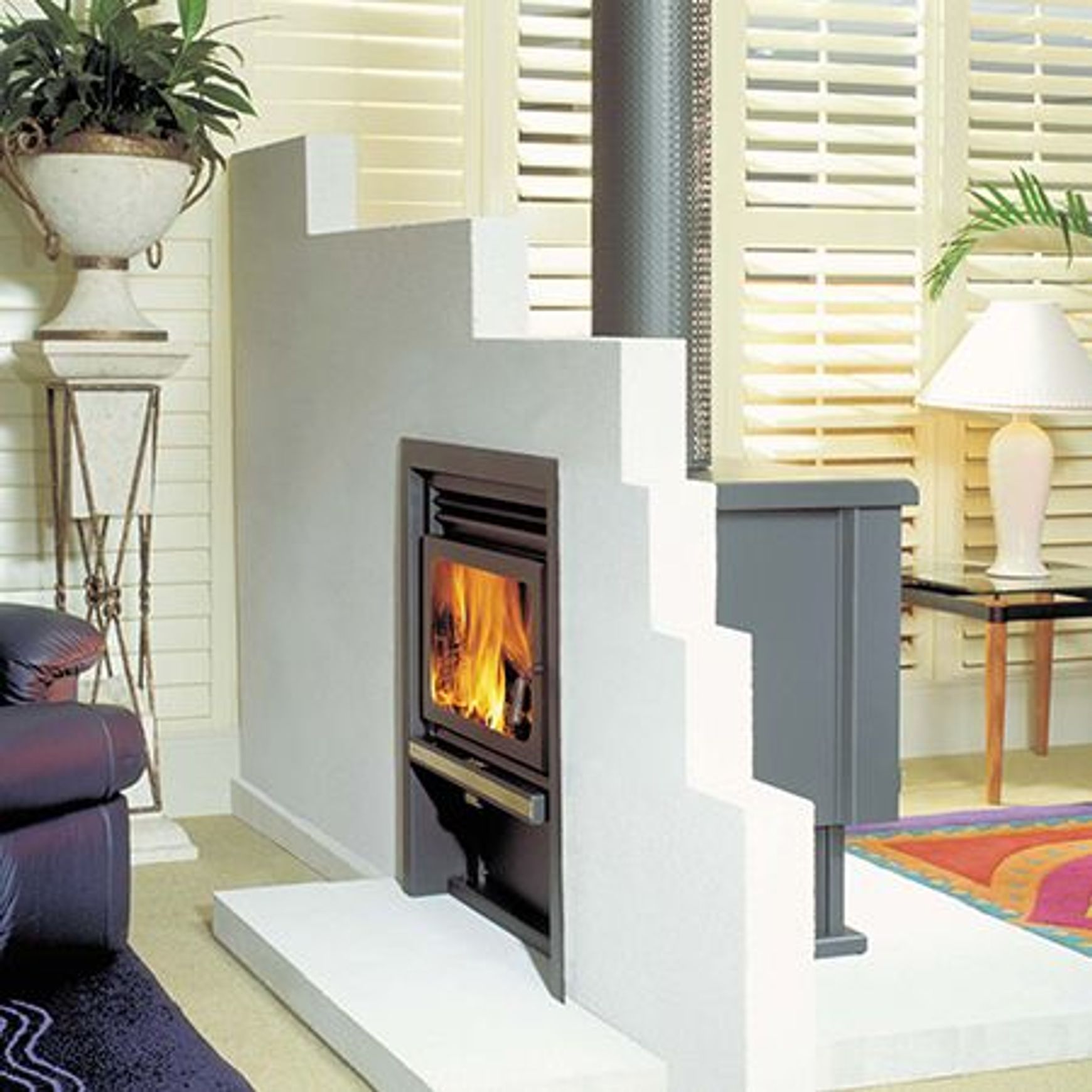 Kemlan-Coupe Wall Penetration Double Sided Rural Wood Fireplace