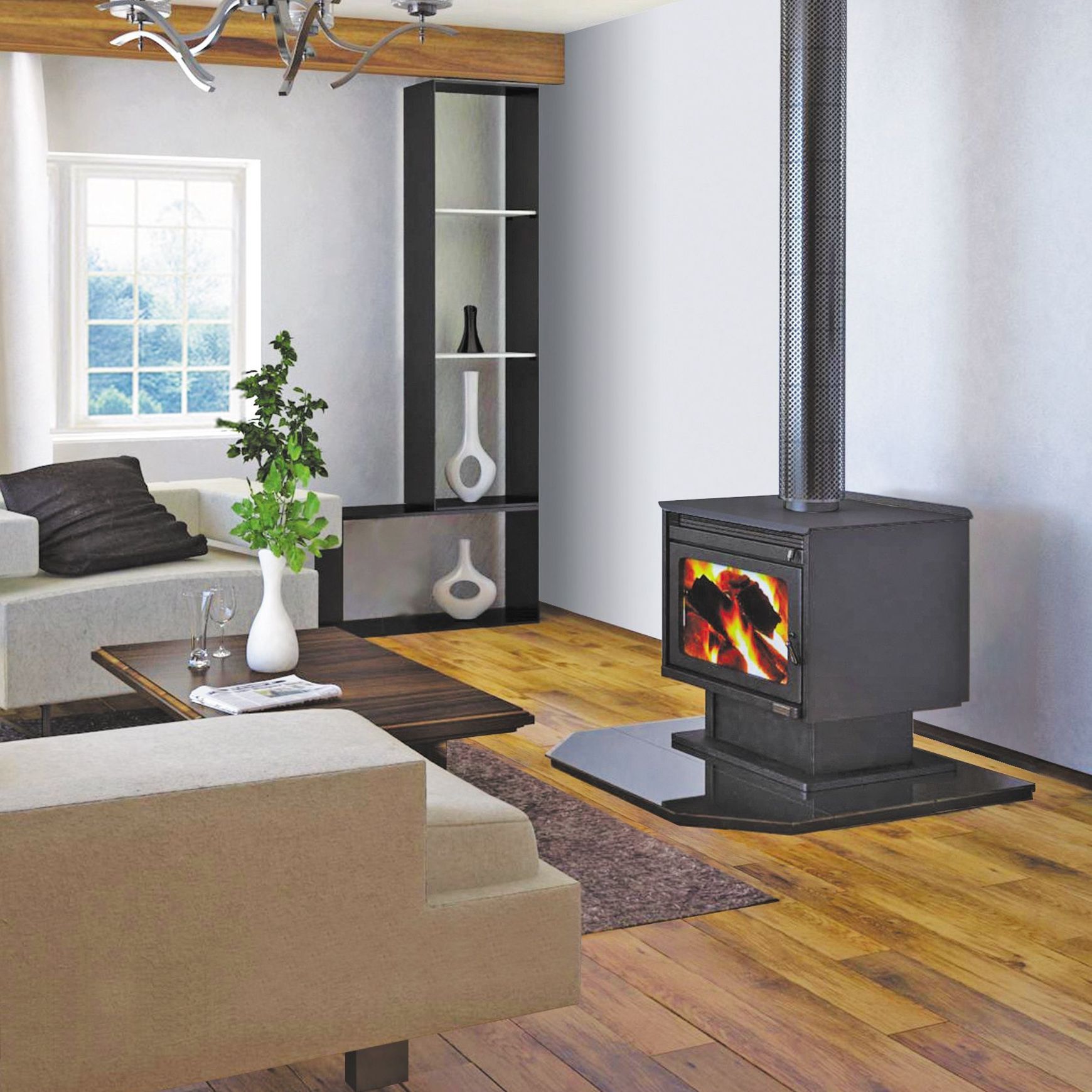 Kemlan XL Freestanding Rural Wood Fireplace