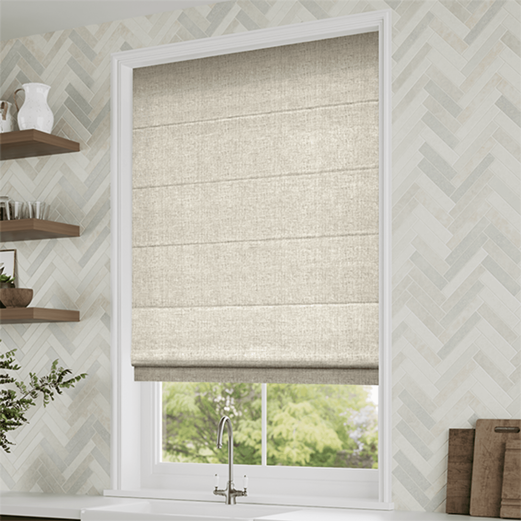 Bijou Linen Oatmeal | Roman Blinds