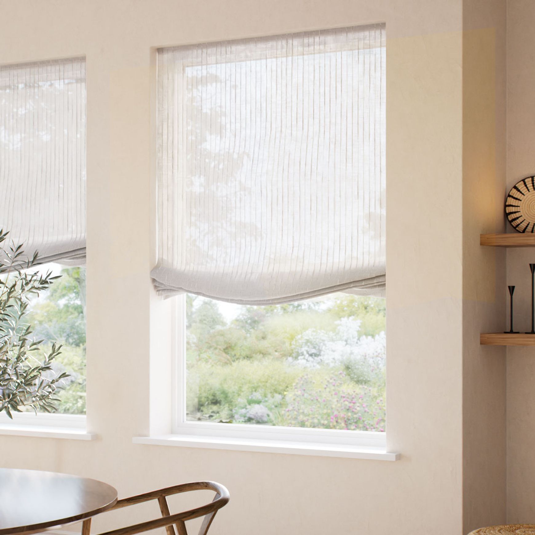 Leone Sheer Cream Relaxed | Roman Blinds