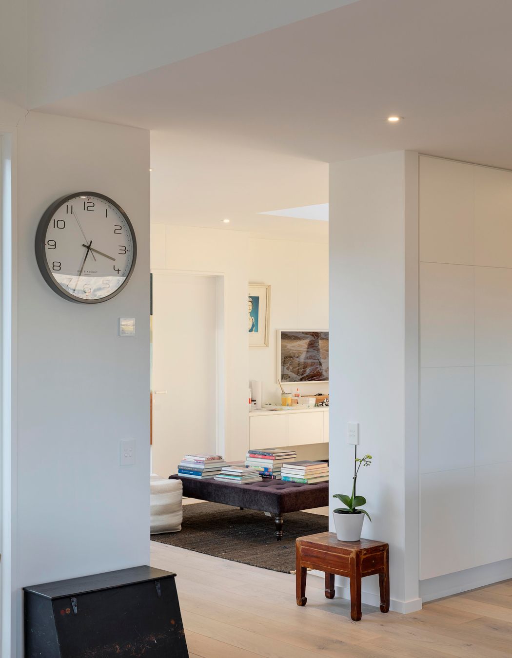 A peak of the studio is seen from the hallway.