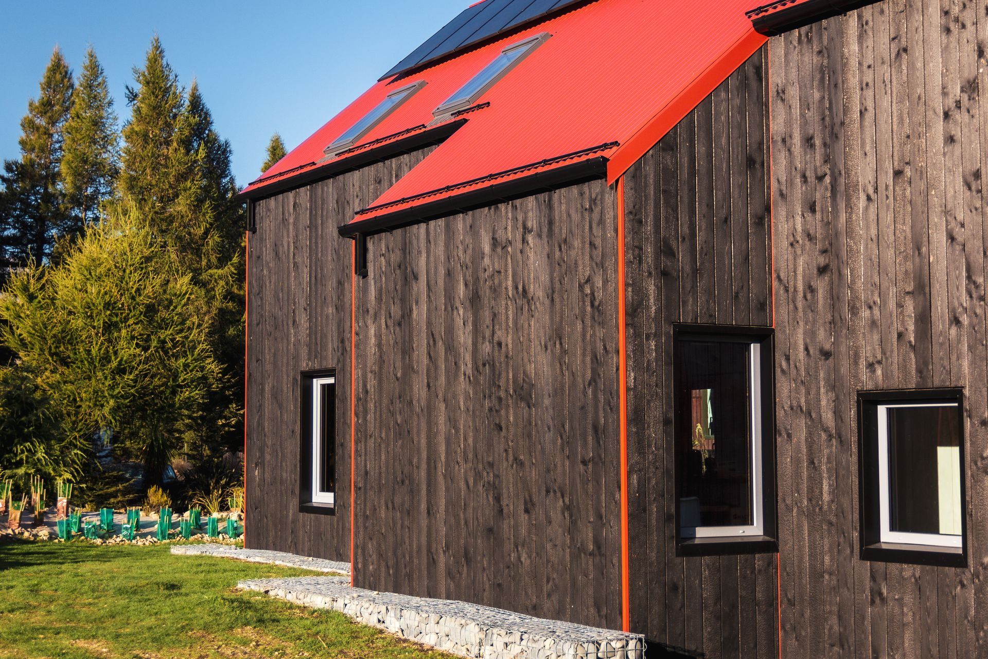 Strongly contrasting colours add interest.