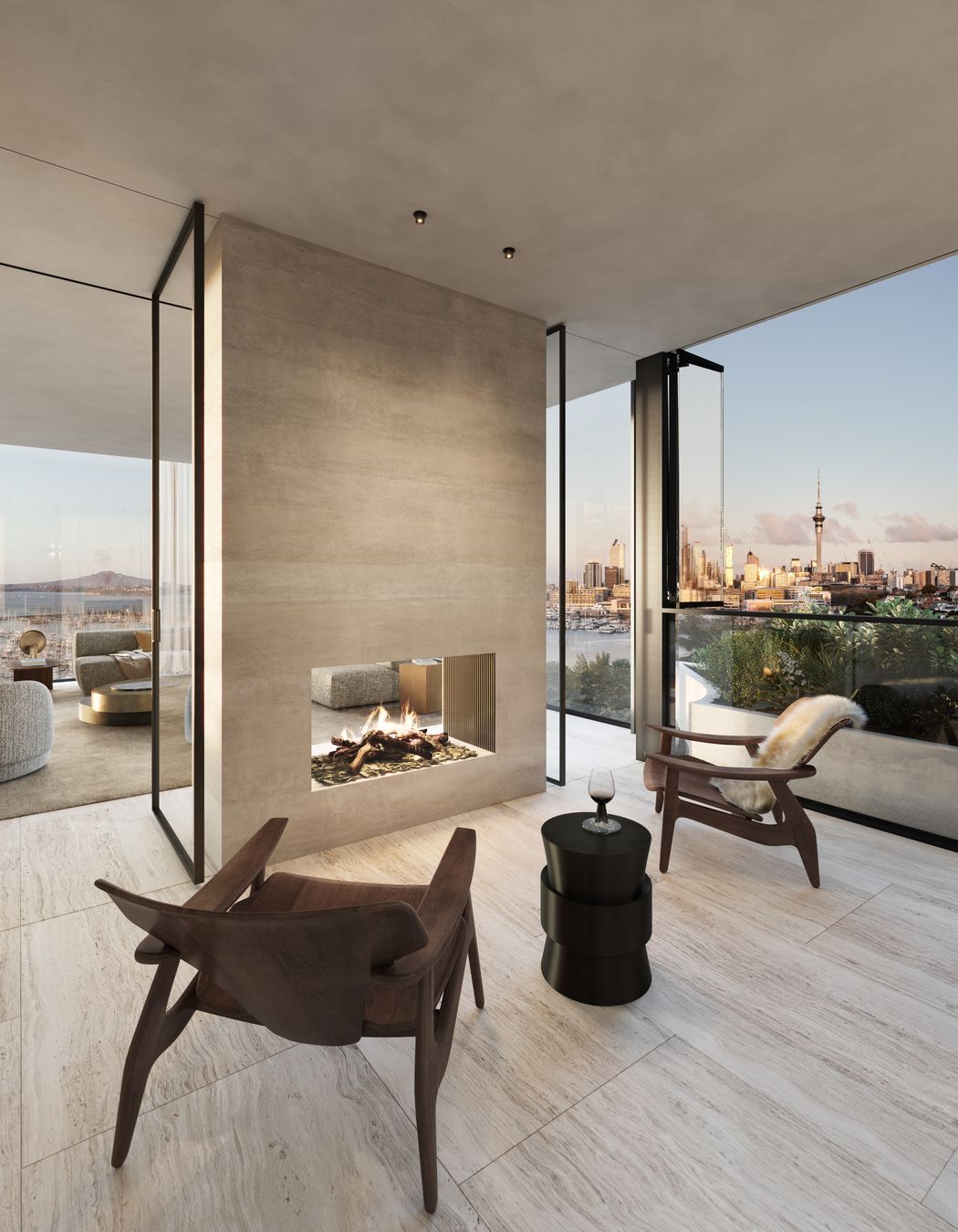 Loggias (wintergardens) feature on every level to provide a connection to the available views.