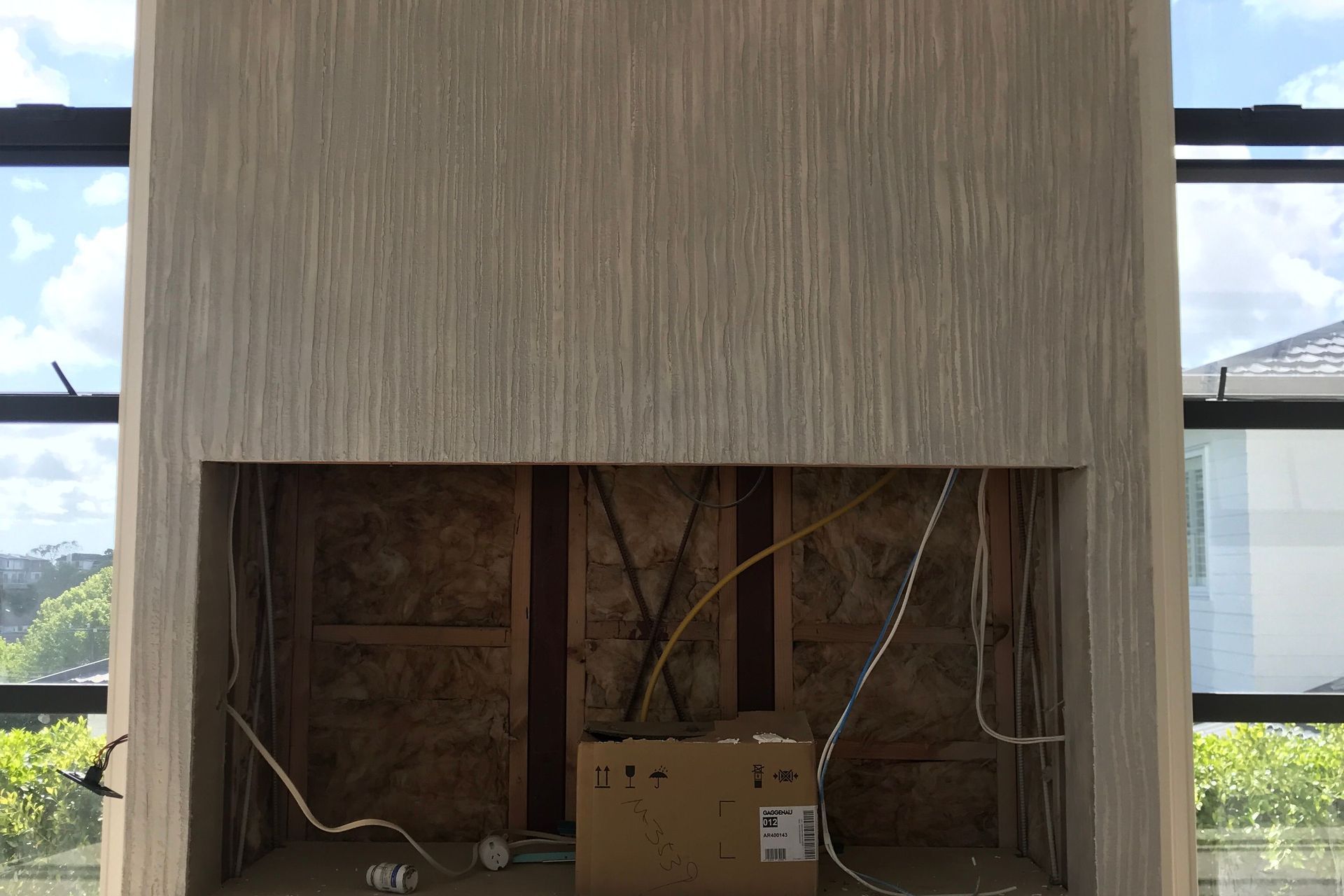 Fireplace, Bamboo finish - Venetian plaster