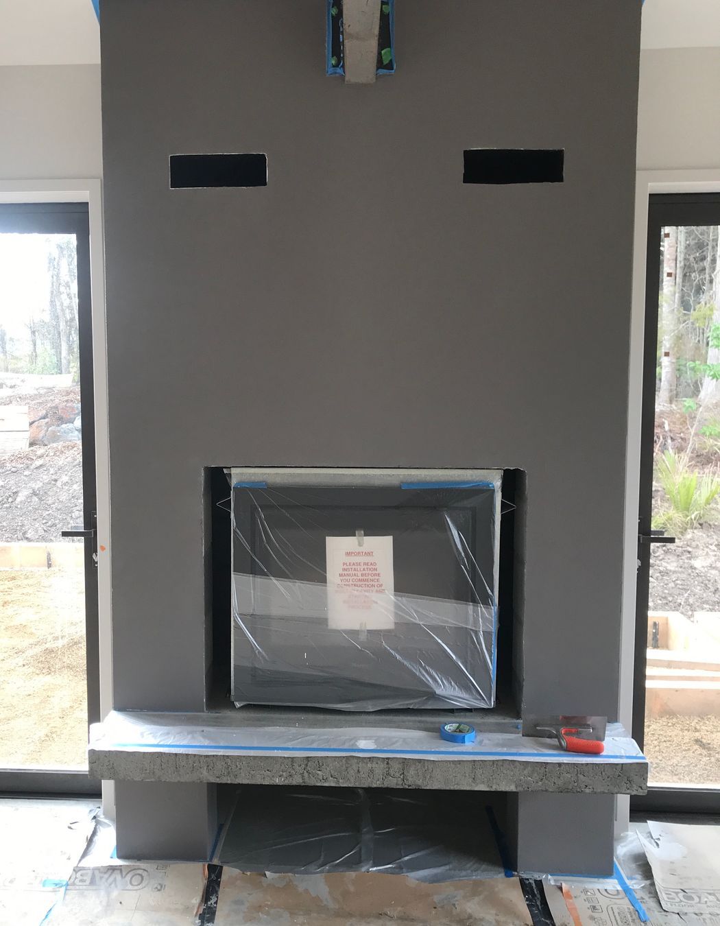 Venetian plaster - Fireplace - Aged concrete look