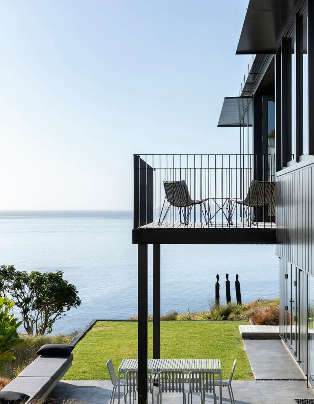 The floorplates are offset and arranged to direct views out to the sea from every room.