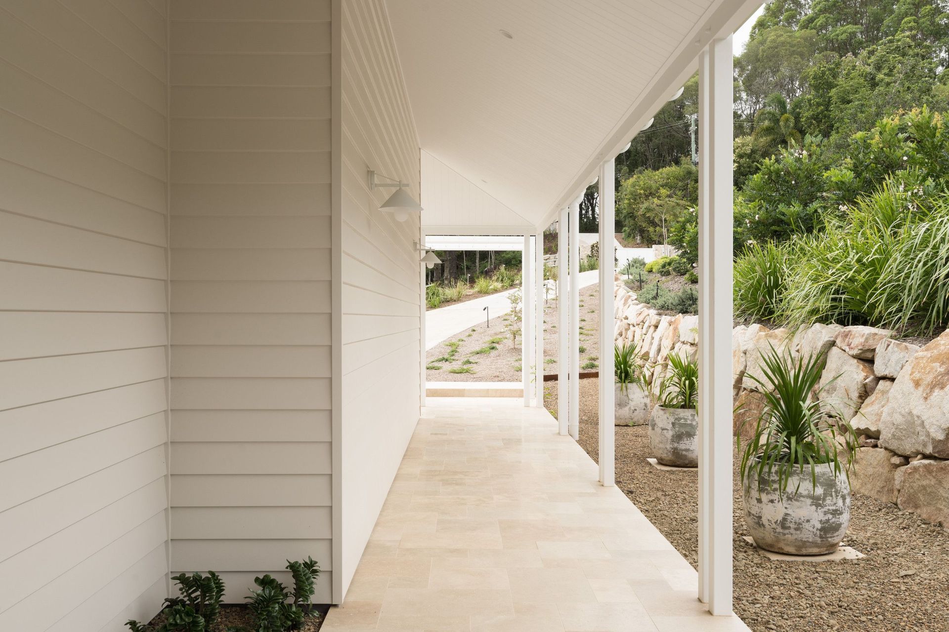 Euroa Farm - Patio. Wide verandah wrapping the home beside the garden.