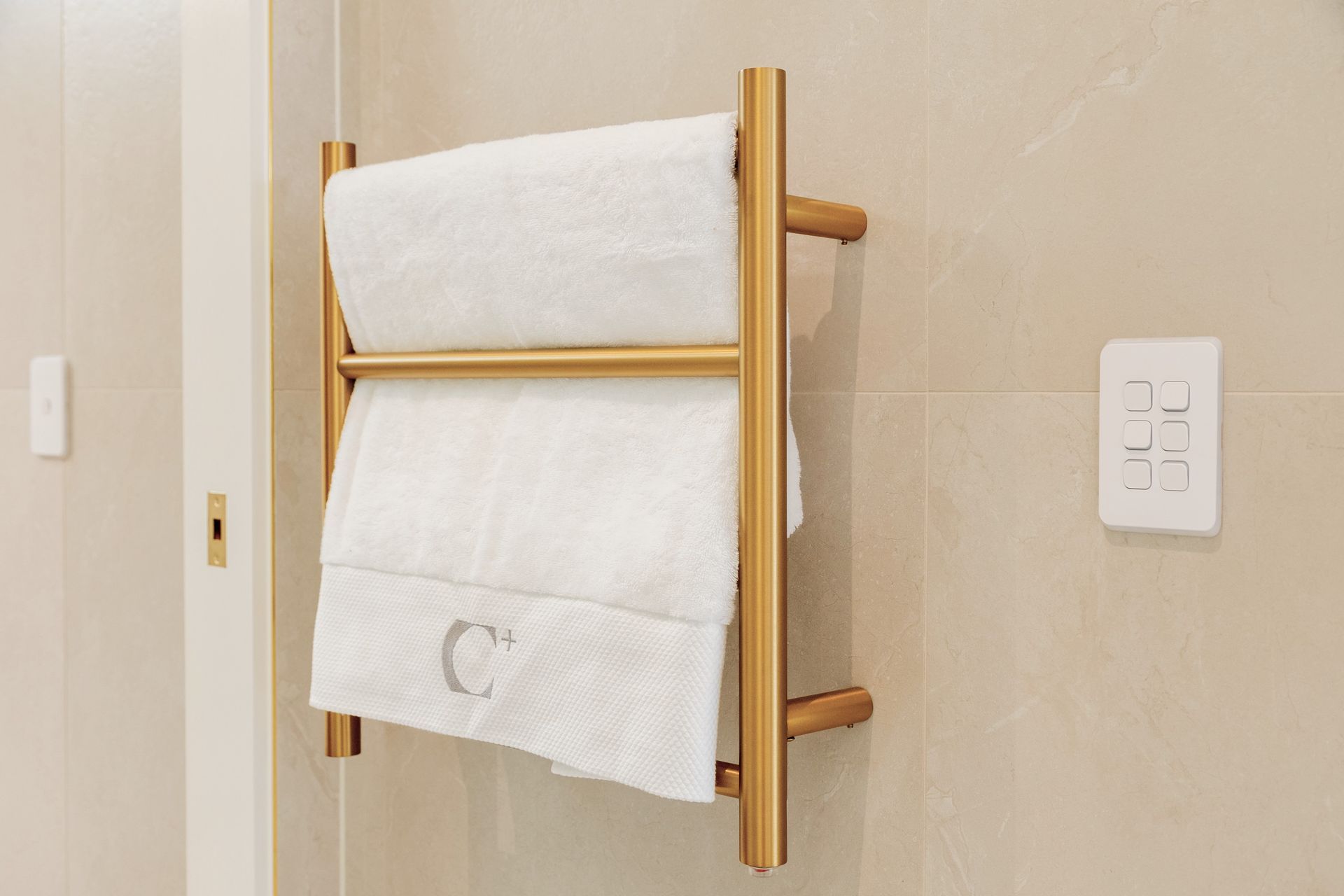 Heated Towel Rail in Brushed Brass