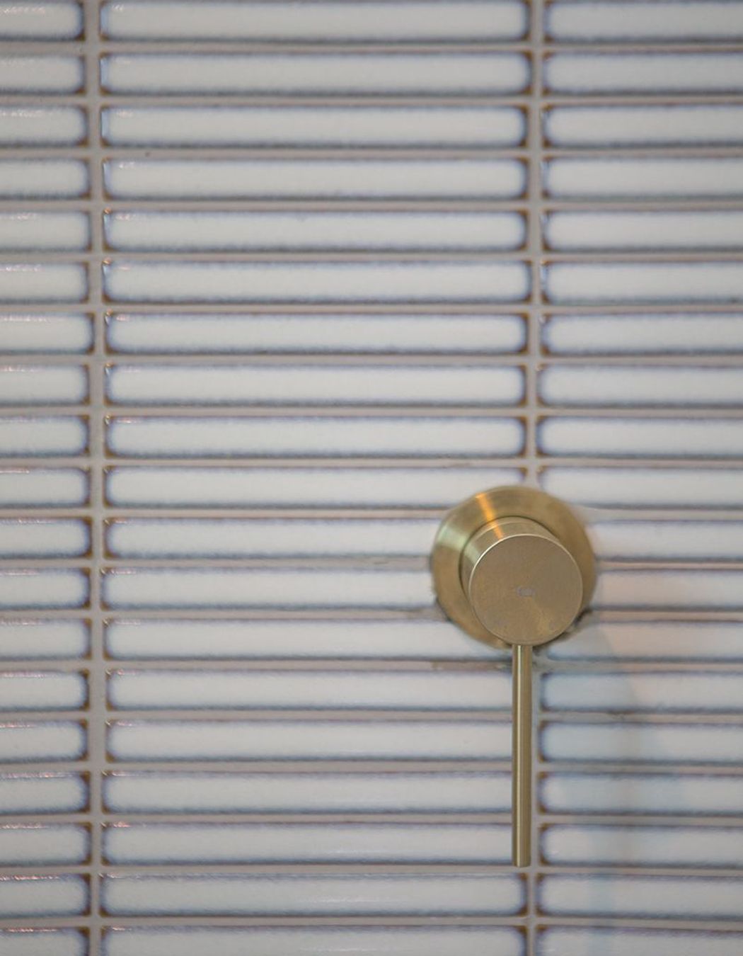 Brass shower mixer, located opposite the shower opening.