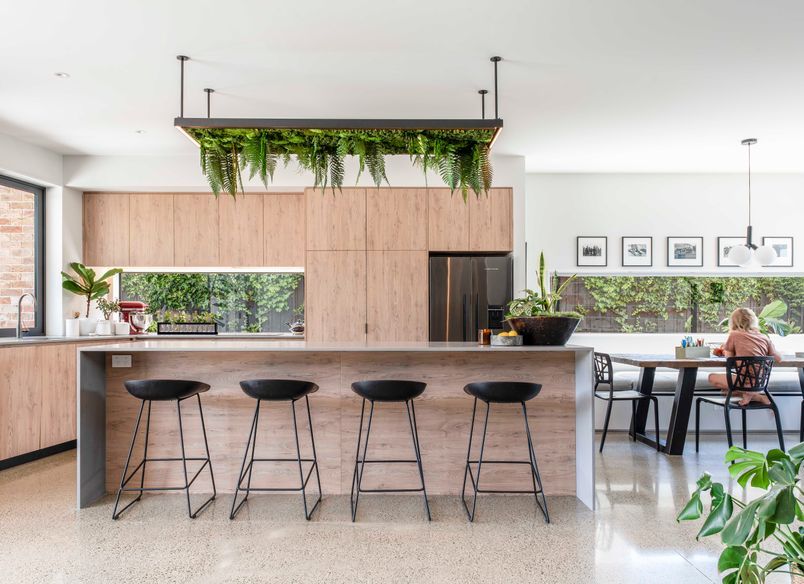 French Oak and Sleek Matte Concrete Kitchen