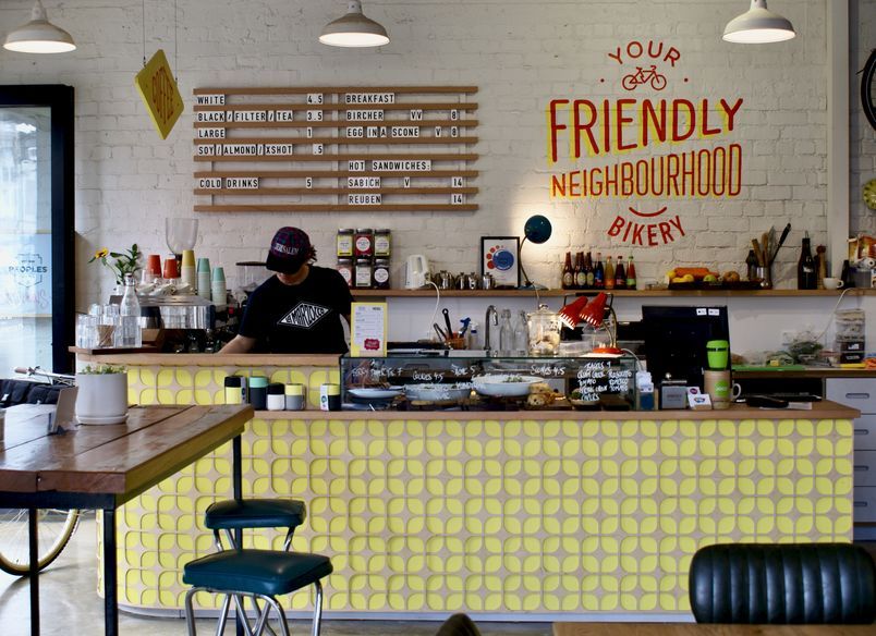 Bicycle Junction - Cafe Interior Design, Slotted Menu Board