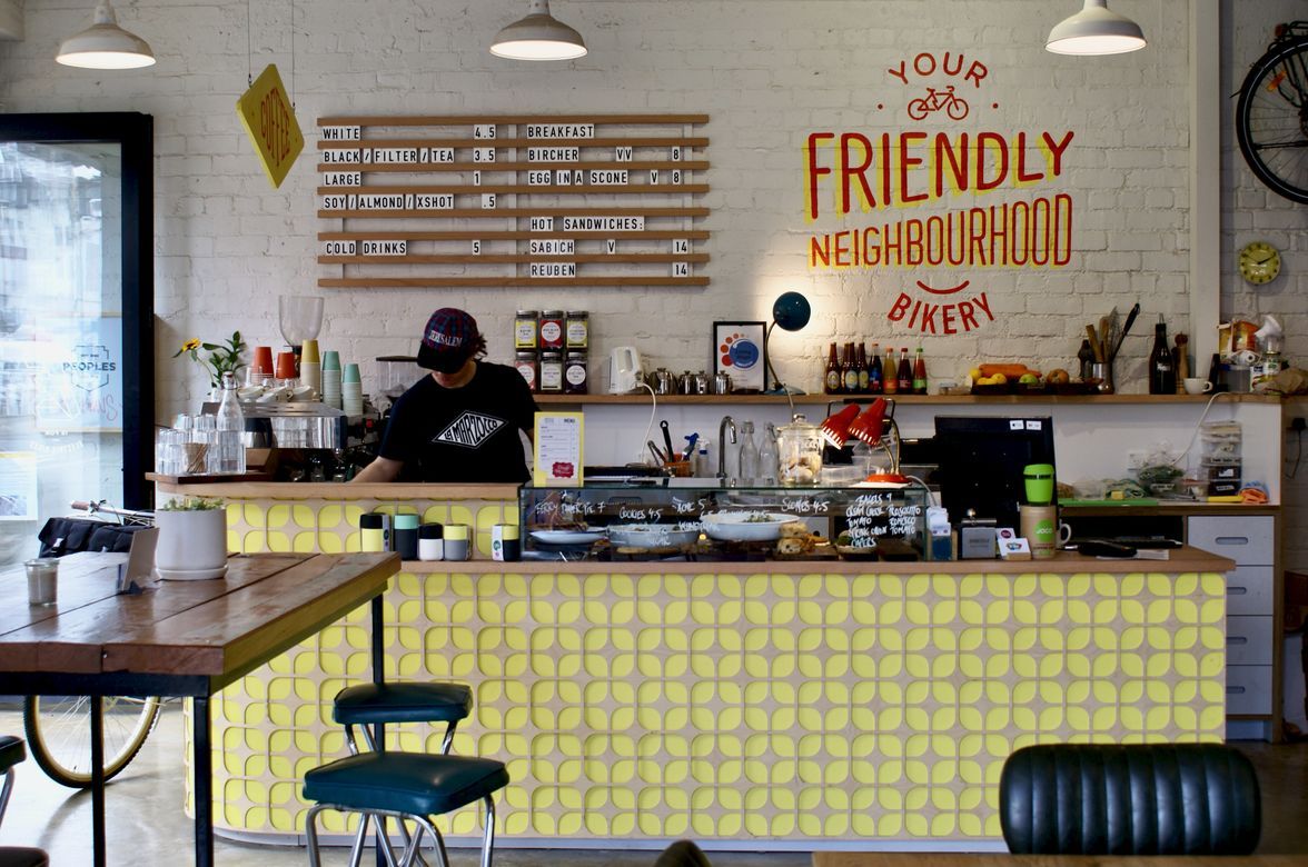 Bicycle Junction - Cafe Interior Design, Slotted Menu Board