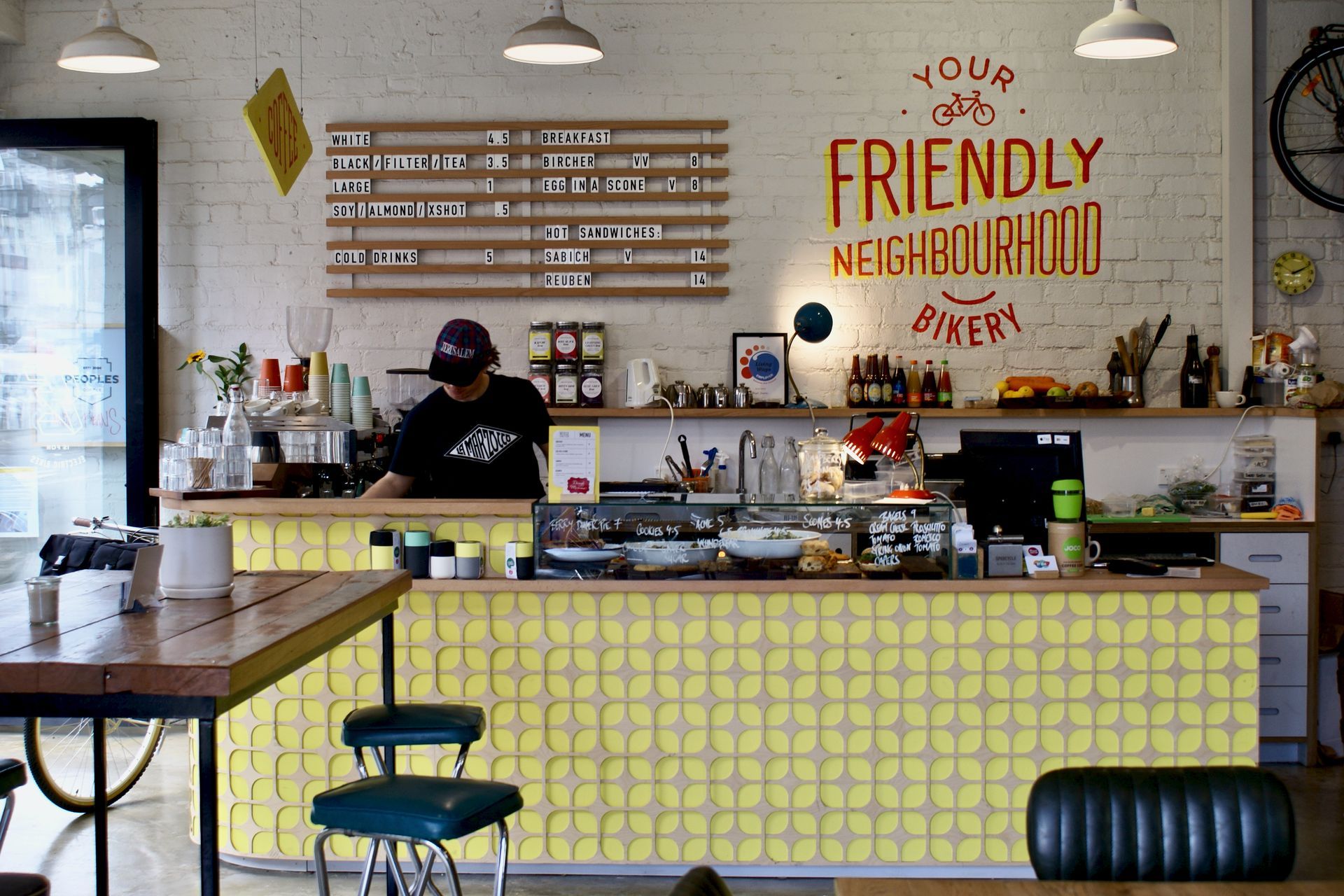 Bicycle Junction - Cafe Interior Design, Slotted Menu Board