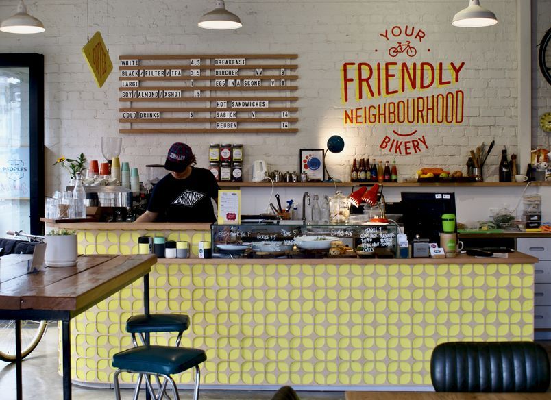 Bicycle Junction - Cafe Interior Design, Slotted Menu Board