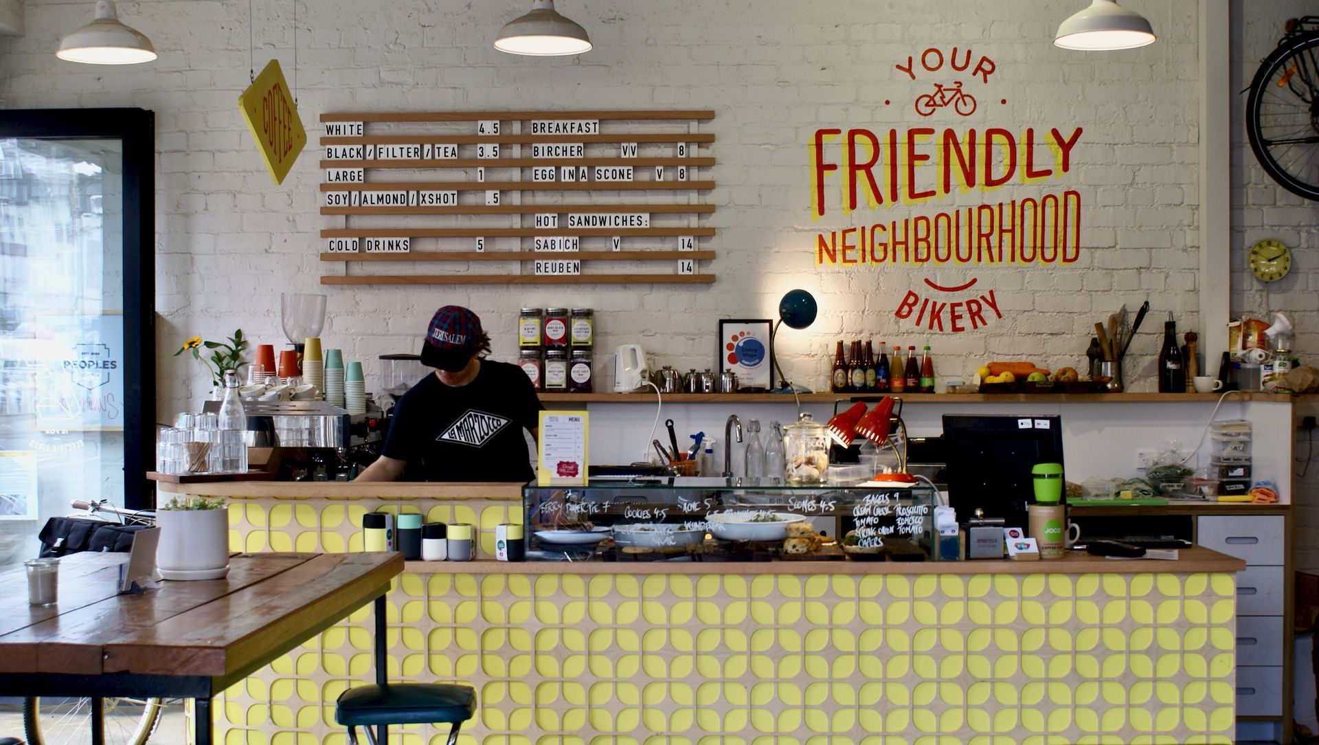 Bicycle Junction - Cafe Interior Design, Slotted Menu Board banner