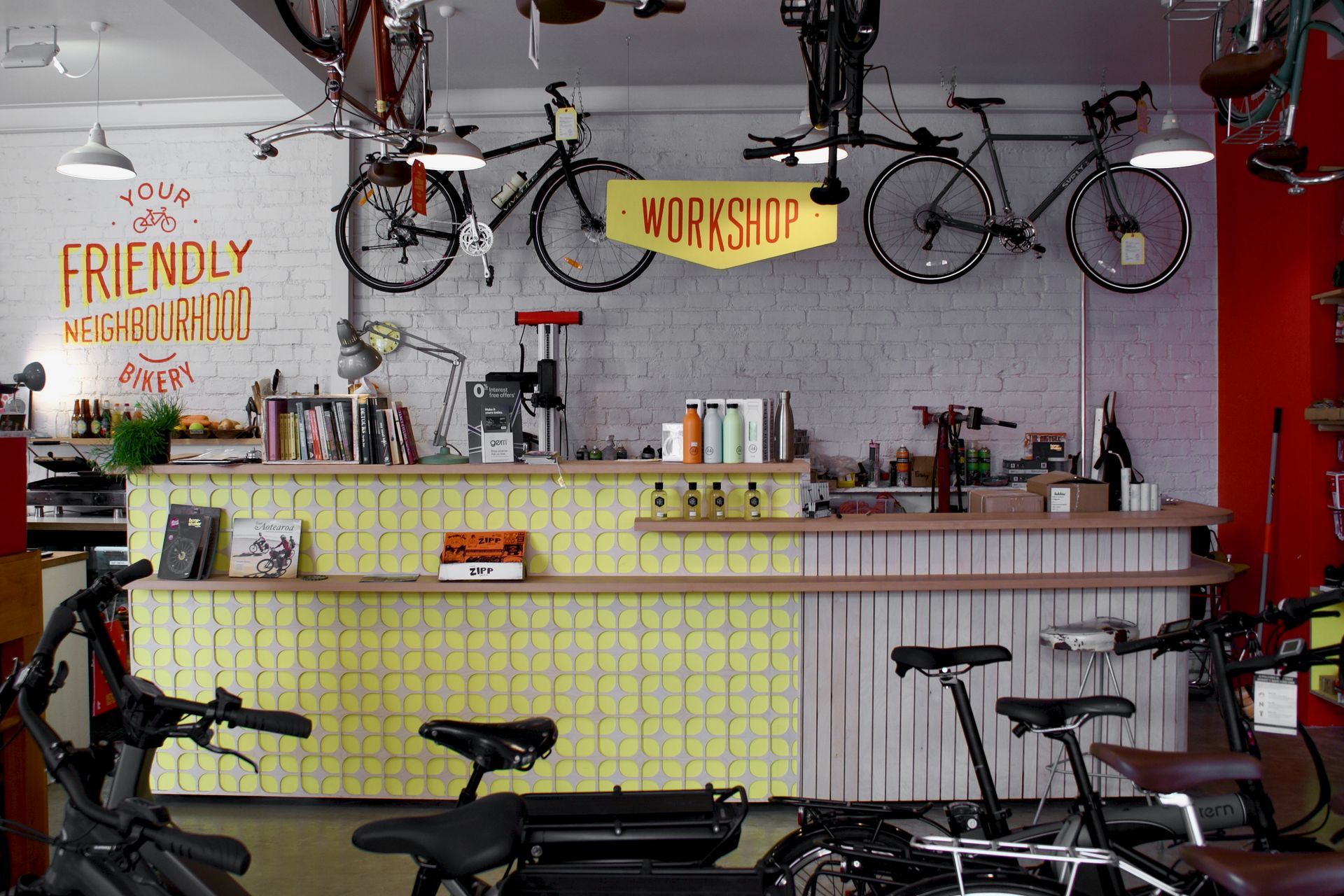Bicycle Junction - Cafe Interior Design, Slotted Menu Board