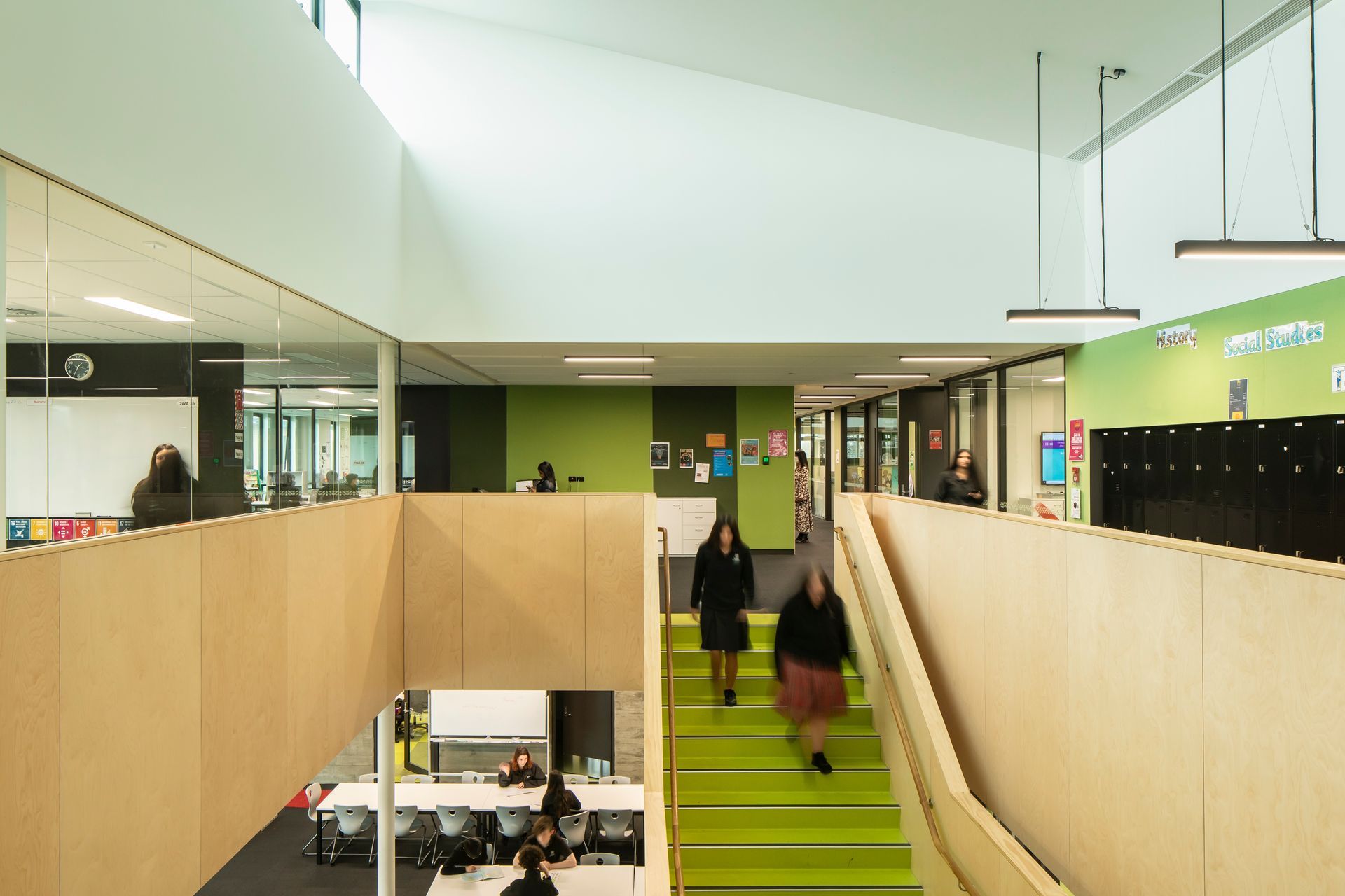The learning hub encompasses classrooms and the staffroom space.