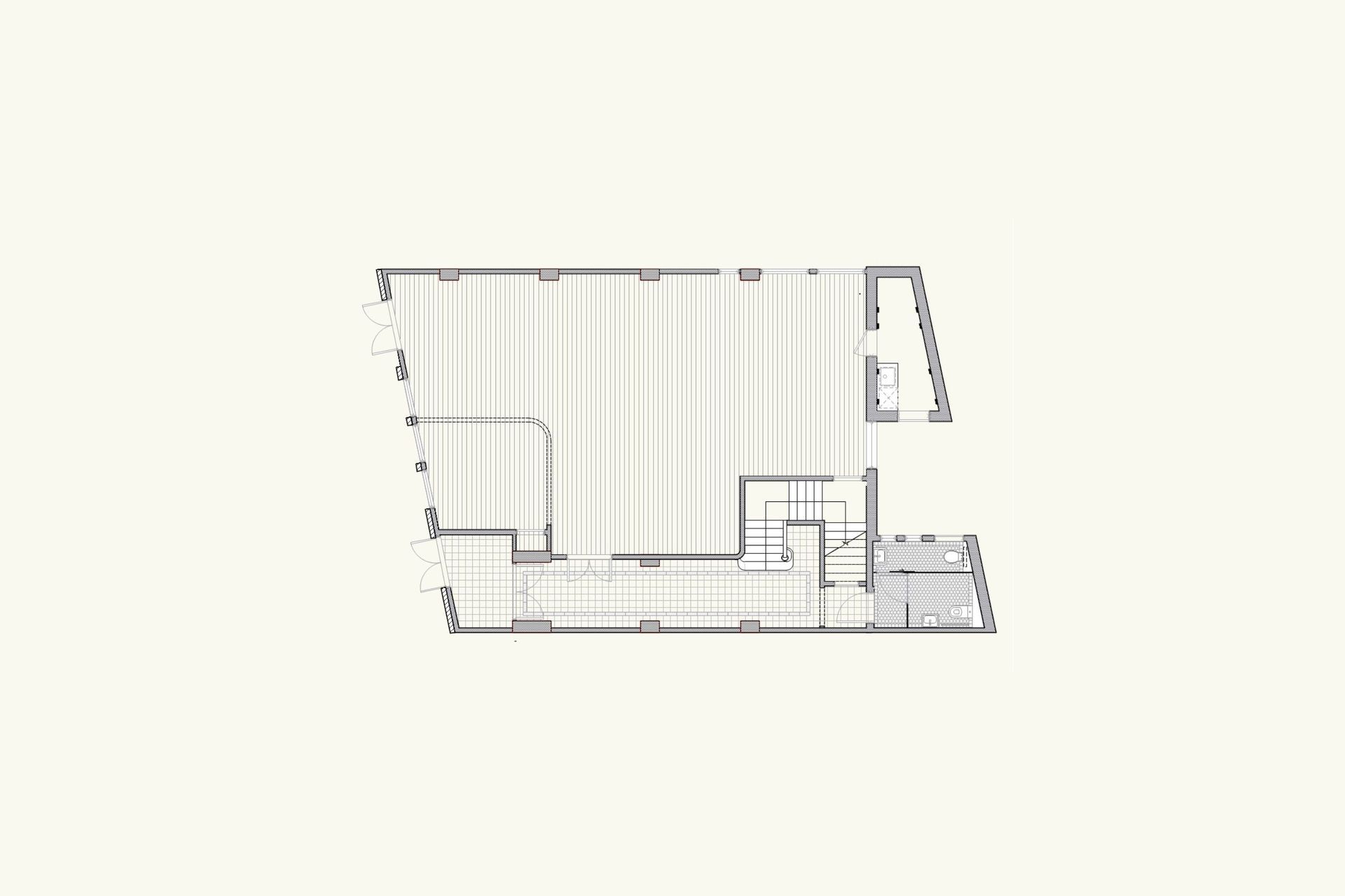 The floor plan illustrates the careful adaptive reuse of Administrator House, balancing the preservation of significant heritage spaces with the introduction of contemporary gallery, office and meeting facilities. The award-winning design respectfully integrates modern functionality within the building's historic fabric, ensuring the character of this landmark Auckland building is retained for future generations.